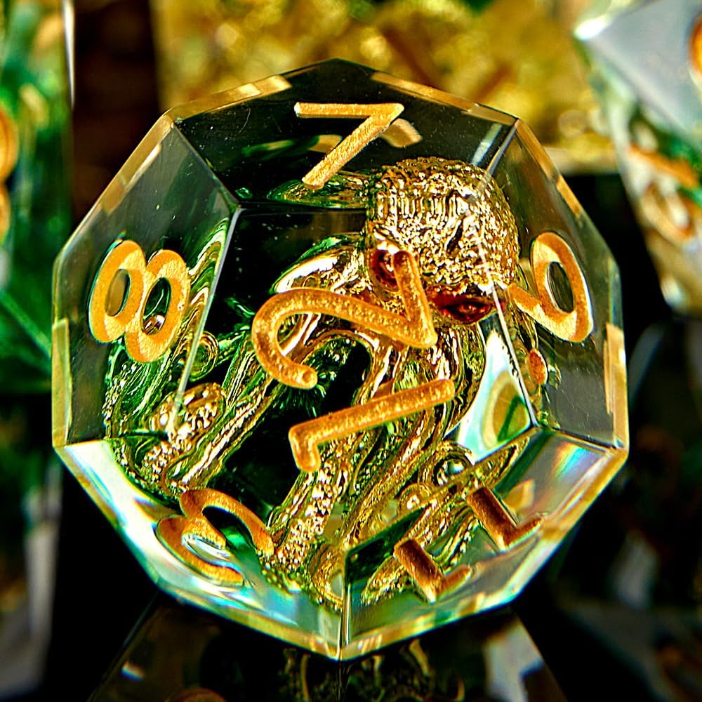 Sharp Edge – Juego de dados DND hechos a mano, 7 accesorios dados para juegos TRPG de Calabozos y Dragones, RPG de múltiples caras, resina