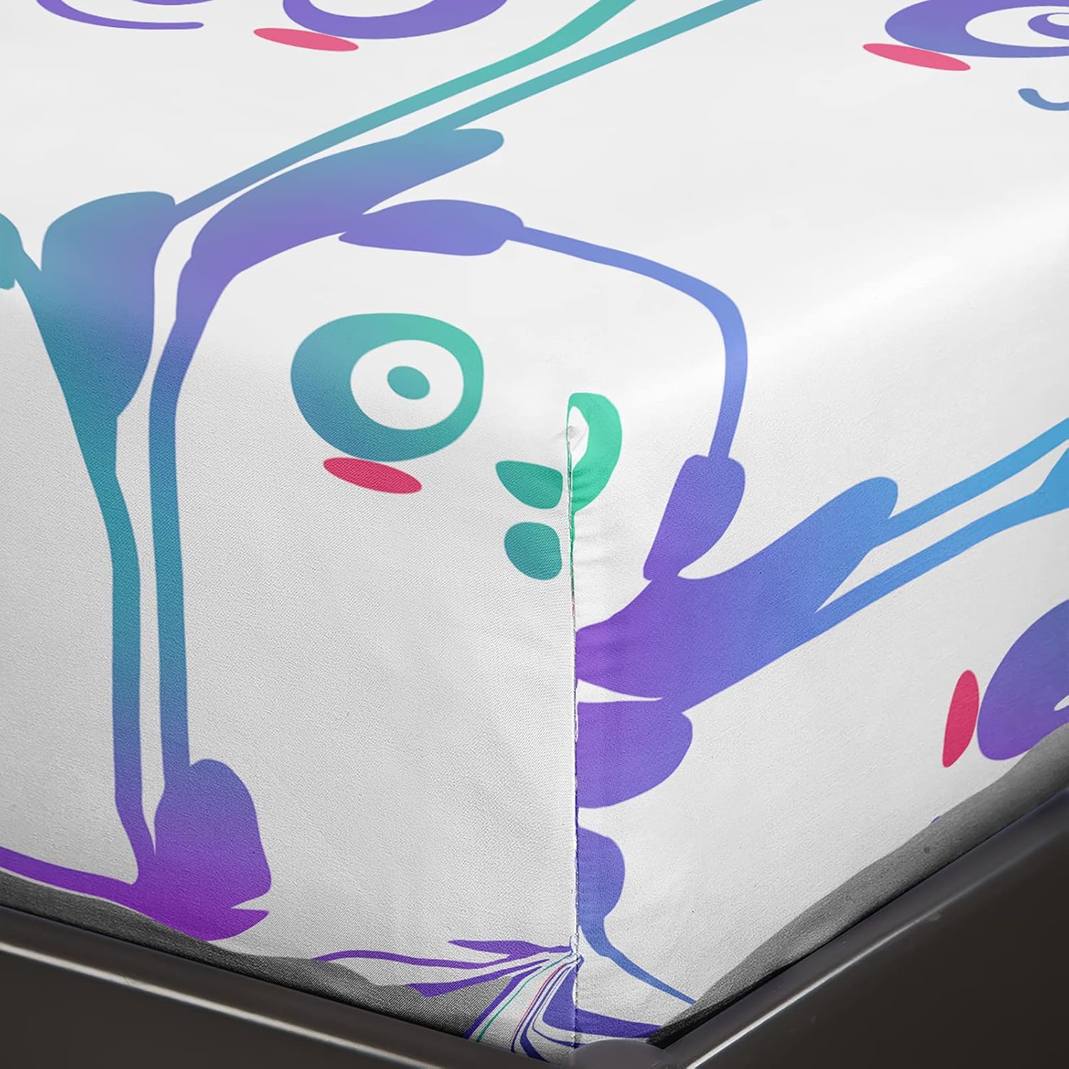 BailiPromise Juego de sábanas de 4 piezas con diseño de panda de dibujos animados tamaño Queen, diseño de animales kawaii, sábana bajera estampada