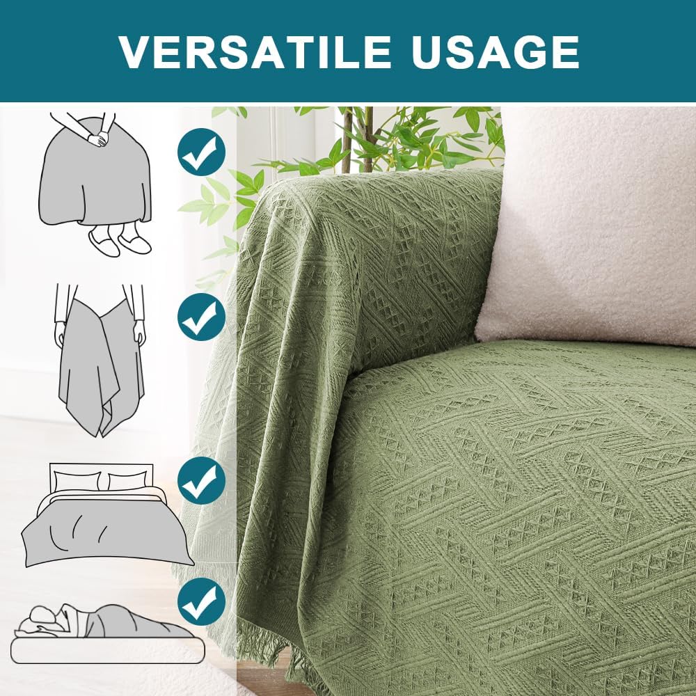 Turquoize Funda de sofá de algodón para sofá, color salvia, protector para sofás, fundas de sofá seccional lavables para perros, con tela jacquard