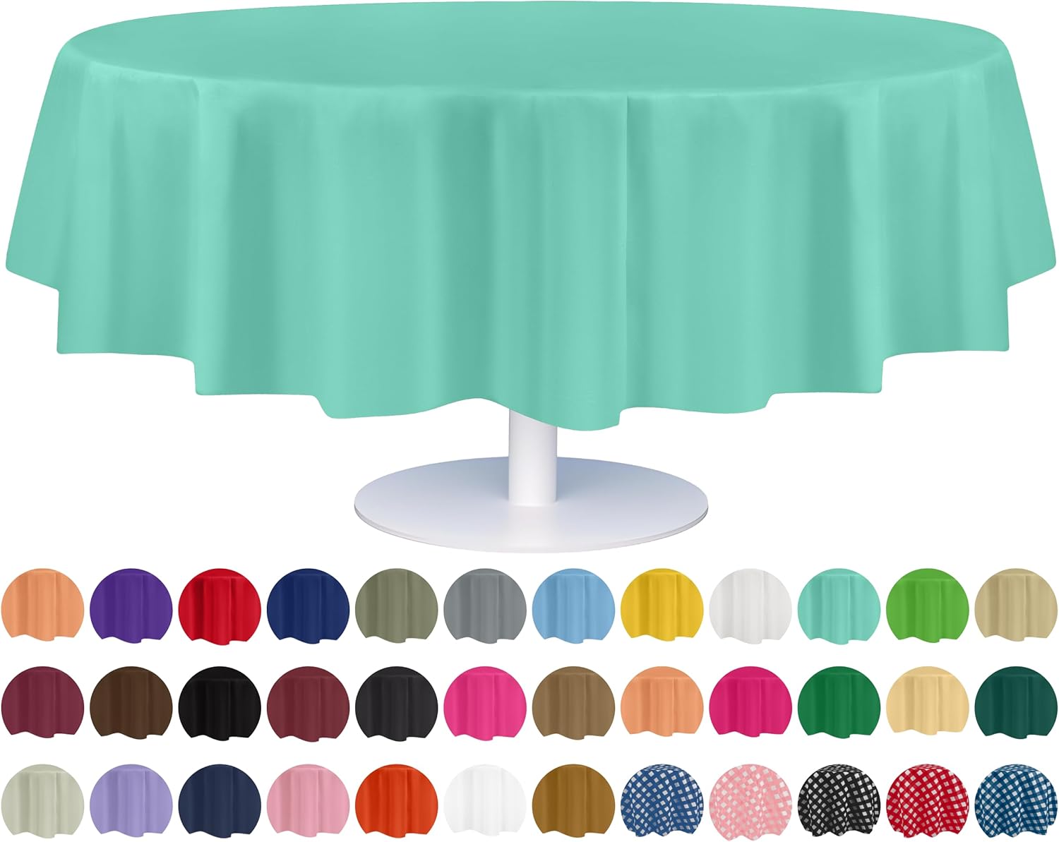 Grandipity – Paquete de 6 manteles de plástico desechables de calidad prémium para fiestas, manteles de 84 pulgadas para mesa redonda, color