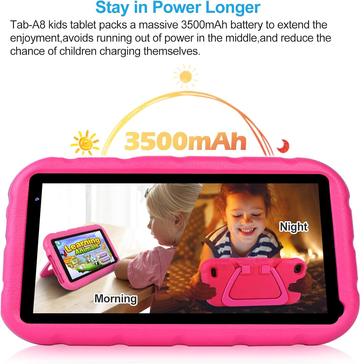 Oangcc Tableta para niños Android 11 FHD 7 pulgadas Tablet para niños, tableta para niños, tableta de 2 GB de RAM+32 GB de ROM (hasta 128 G),