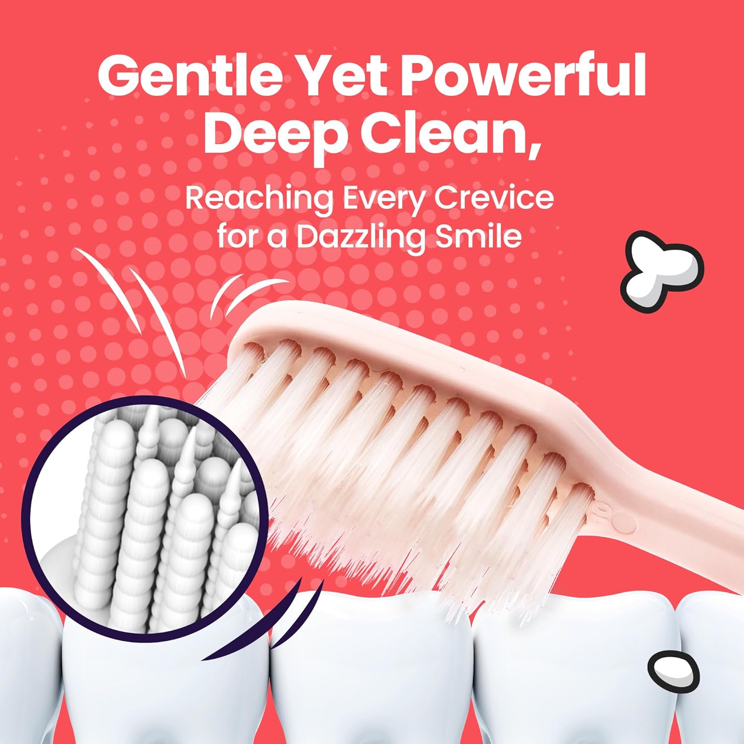 SANGSI – Cepillo de dientes de cerdas en relieve, cepillos de dientes suaves para adultos, cuidado de dientes y encías sensibles, esenciales de