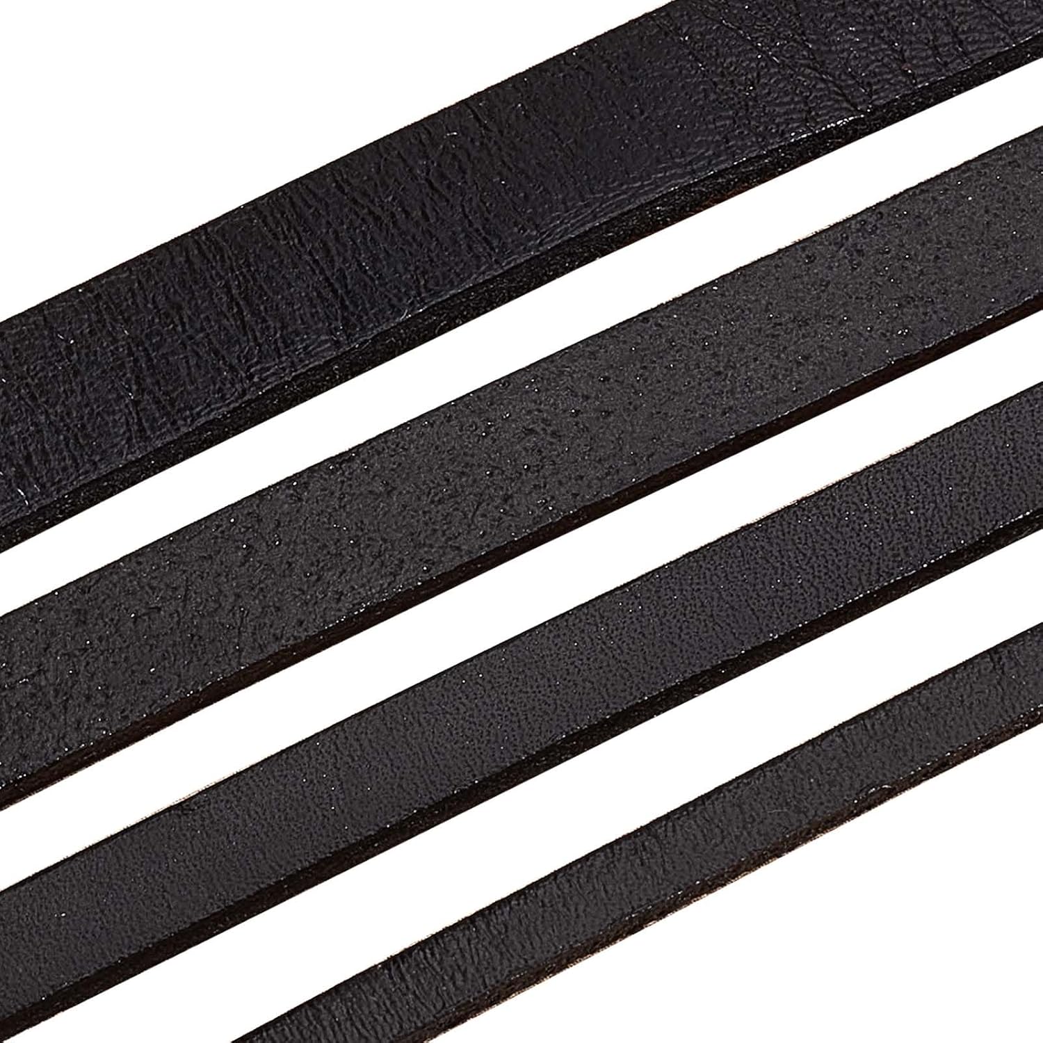GORGECRAFT Cordón de cuero genuino de 5.5 yardas de ancho de 0.24 pulgadas de ancho, cuerda plana de piel de vacuno de una sola cara, rollo de