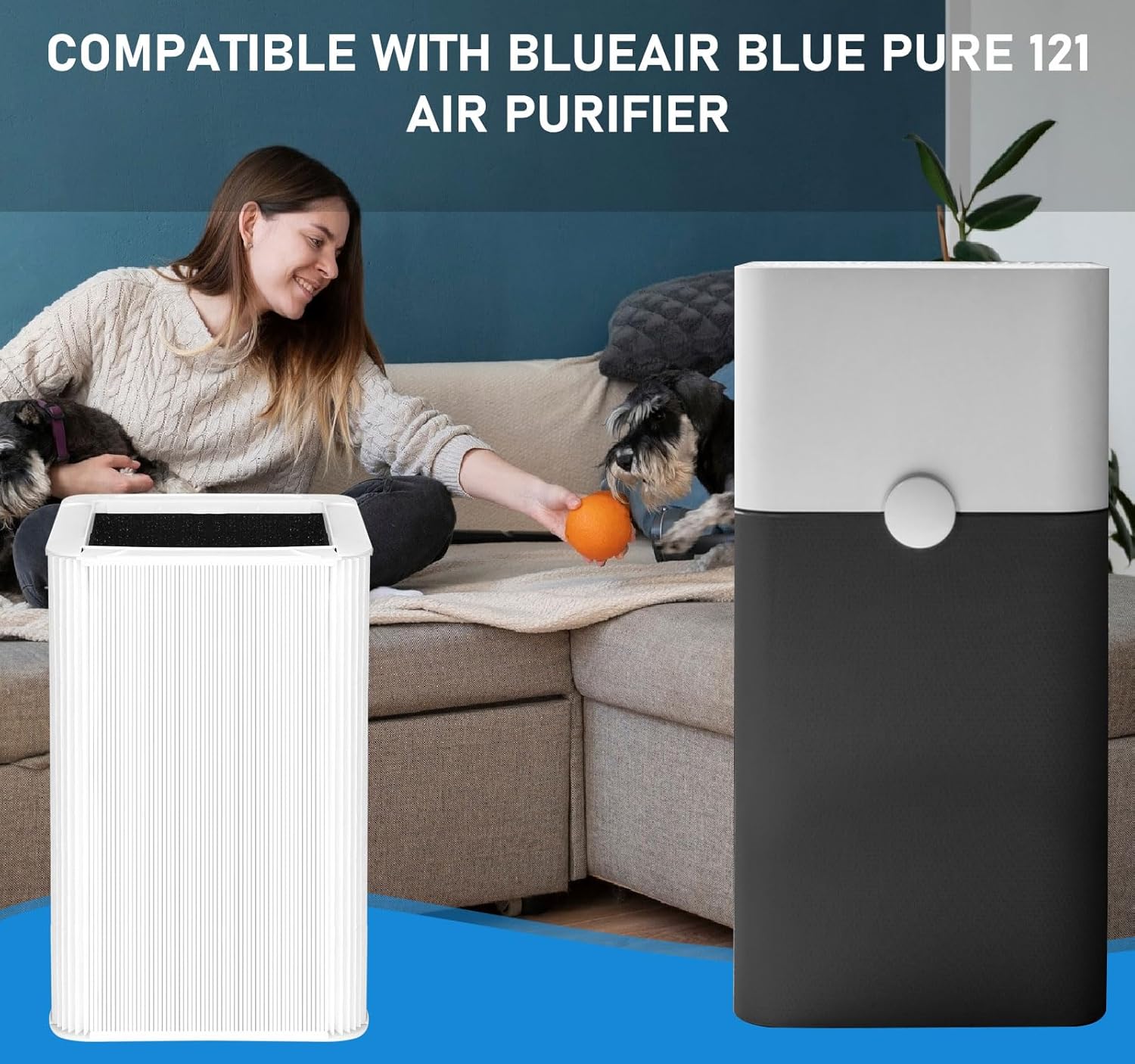 121 Filtro HEPA de repuesto compatible con purificador de aire Blueair Blue Pure 121, filtros HEPA verdaderos con filtro de repuesto de partículas y
