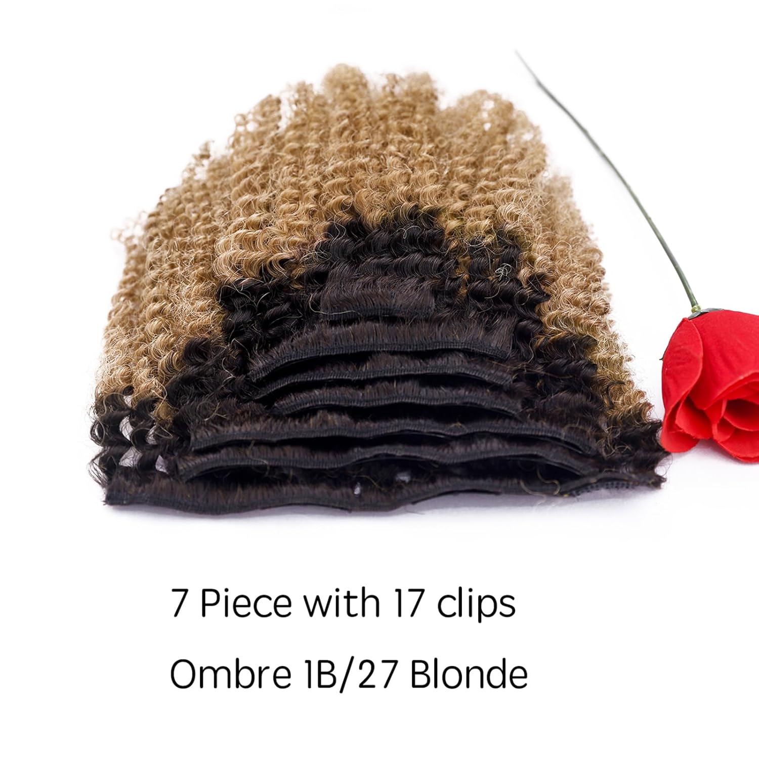 Anrosa Kinkys – Extensiones de cabello humano rizado con clip, 3C 4A, extensiones de cabello natural Remy grueso con clip, extensiones de cabello
