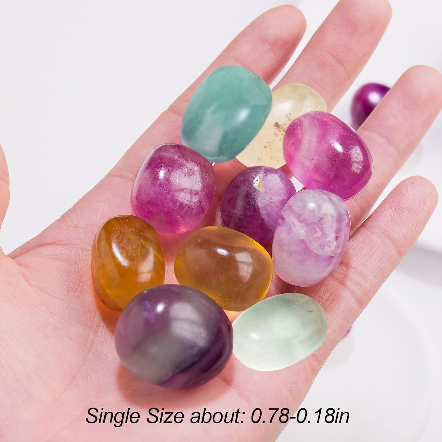Apengshi Piedra de cristal de fluorita de color natural, 0.22 libras, cristal curativo pulido, equilibrio de chakras, reiki, terapia de meditación,