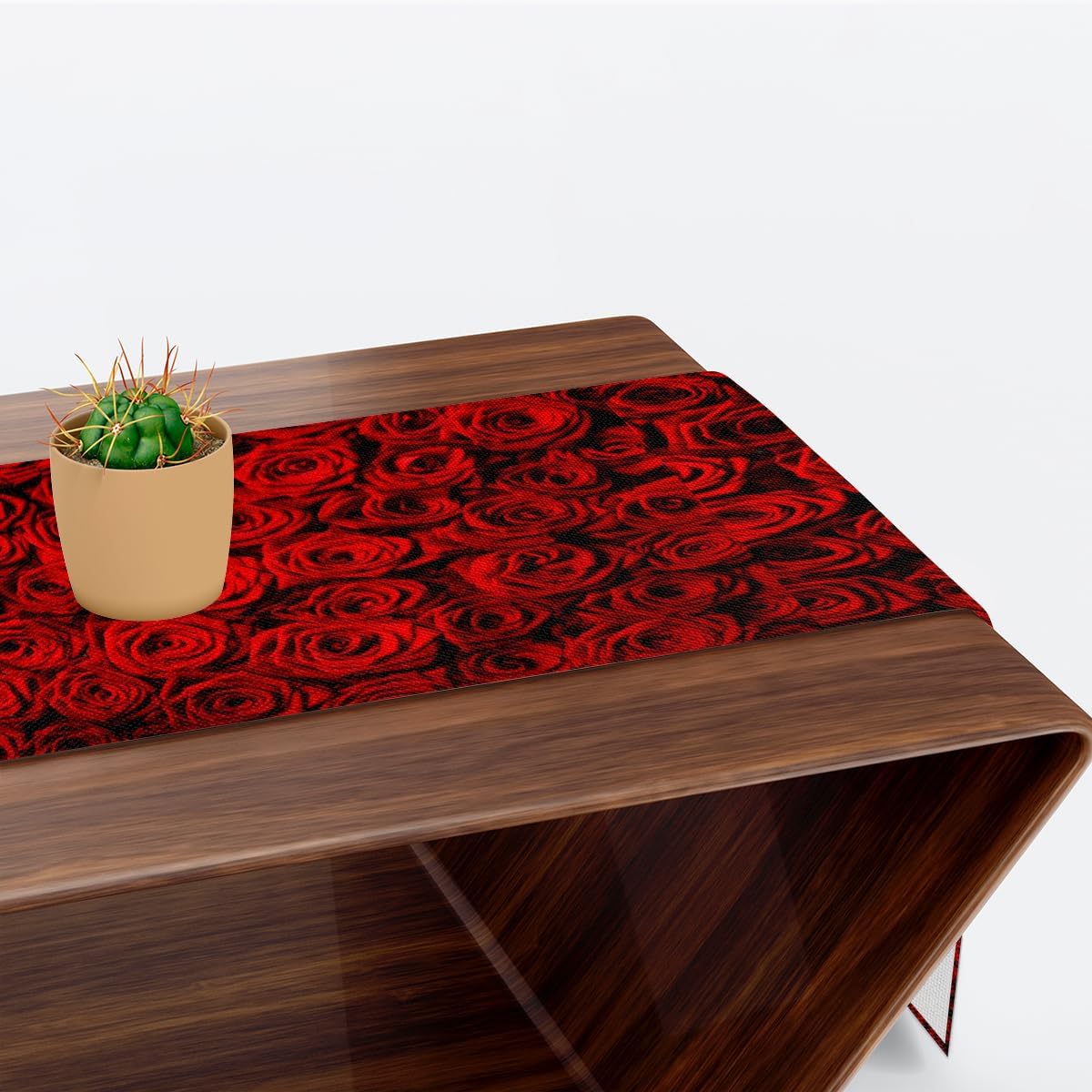 Camino de mesa con rosas de San Valentín, mantel de lino rústico para cocina de granja, cena, eventos, fiesta, decoración de mesa de vacaciones, 13