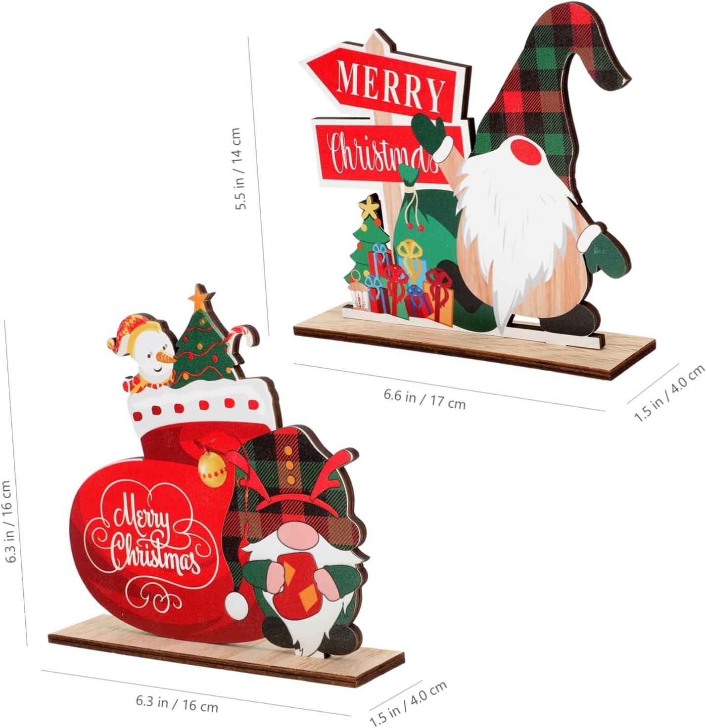 Abaodam 2 adornos de madera de Navidad, letrero de madera de Papá Noel, suministros de fiesta de Navidad, centro de mesa, mesa de fiesta, letrero de