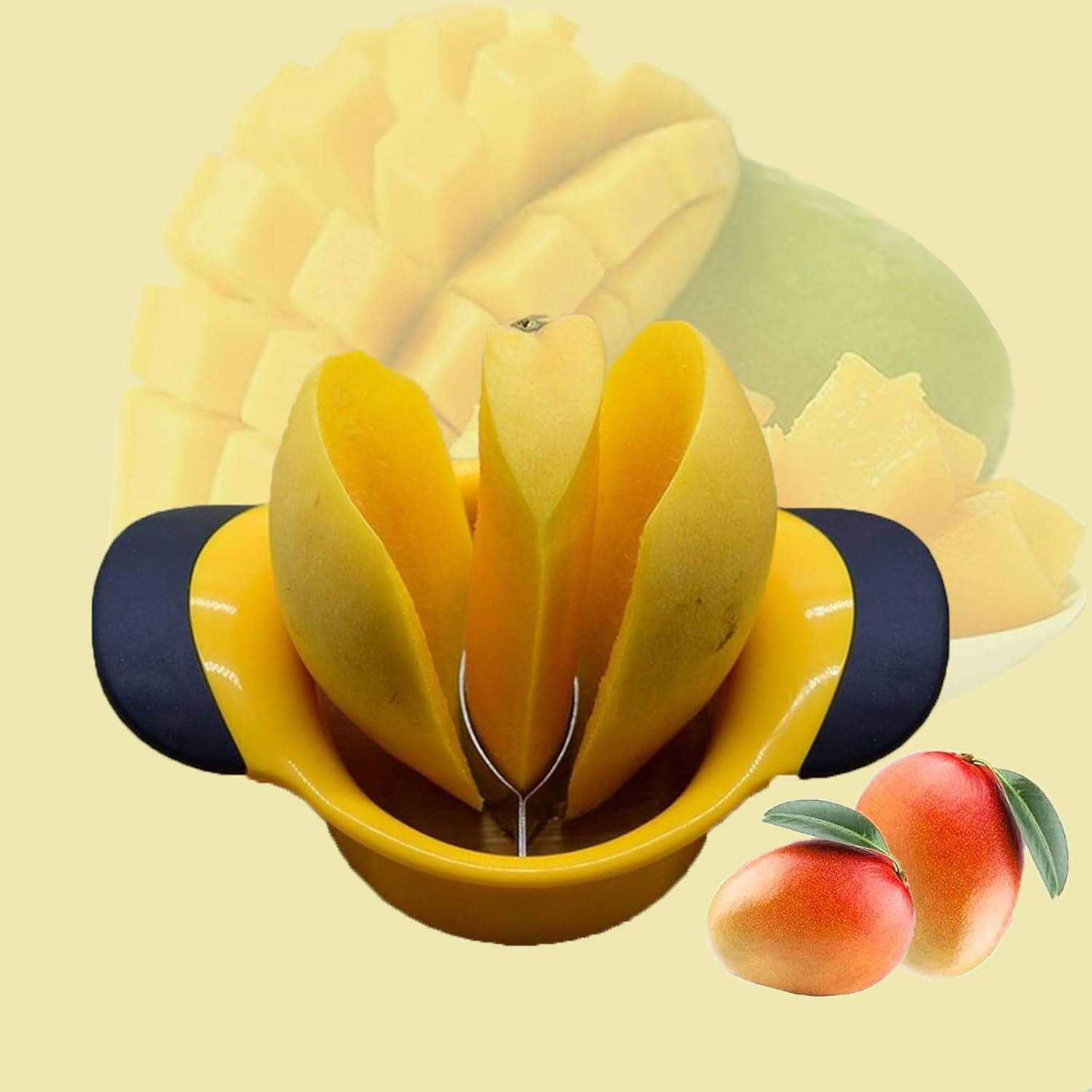 Cortador de mango, pelador, cortador, divisor, pitte con hoja de acero inoxidable, divisor grande de mango