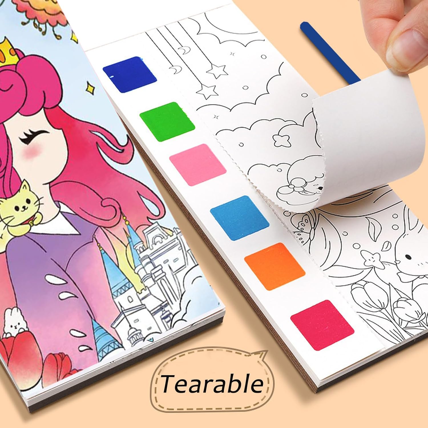 Juego de 3 libros de pintura de acuarela de bolsillo, libro de pintura de acuarela para niños, juego de libros de acuarela de viaje de bolsillo con