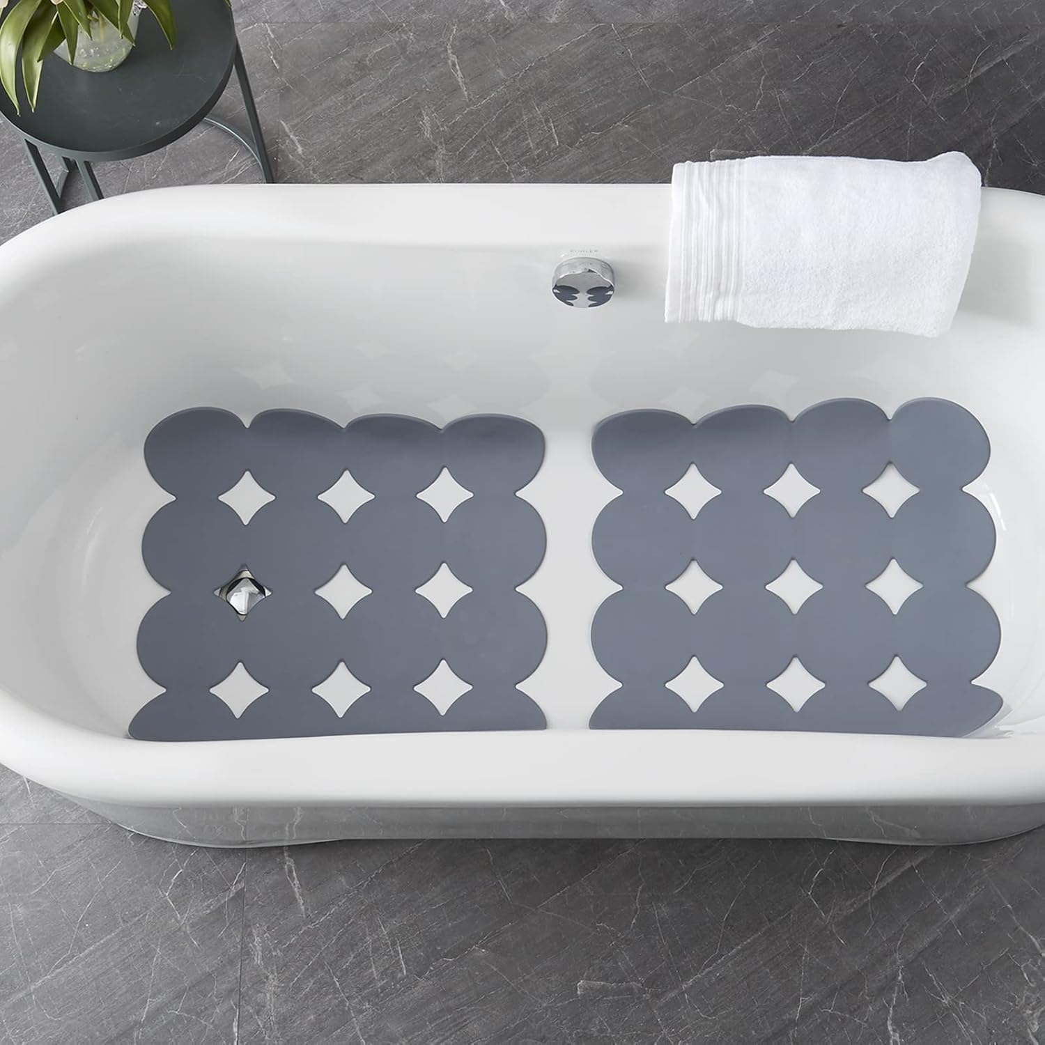 Alfombrilla de ducha antideslizante 2 tapetes de baño antideslizantes para bañera con ventosas fuertes para bañera y bañera para ancianos y niños,