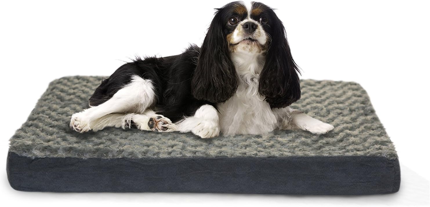 Furhaven Cama de gel refrescante para perros medianosgrandes de hasta 55 libras con funda extraíble y lavable, colchón de gamuza y piel sintética