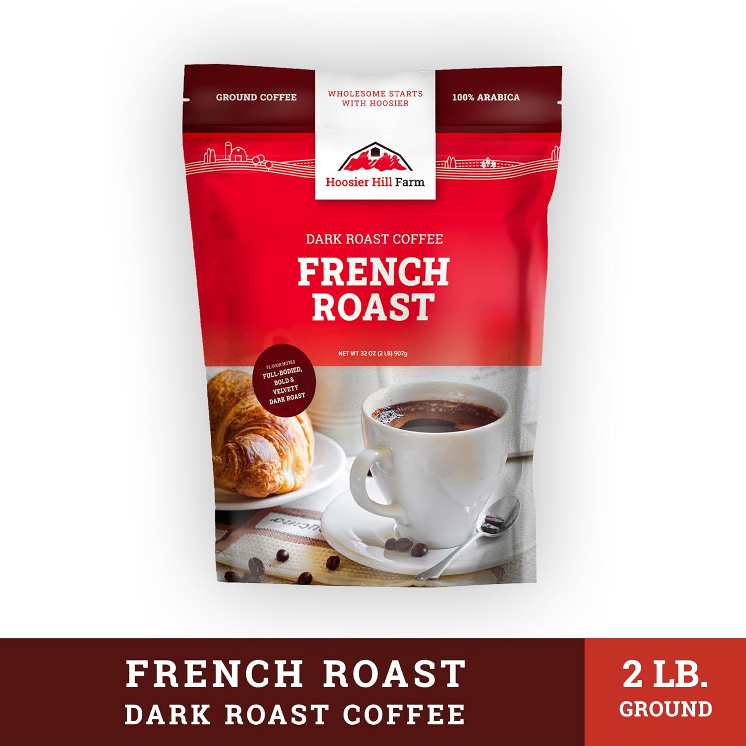 Café molido, tostado francés, de Hoosier Hill Farm, 2 libras (paquete de 1)
