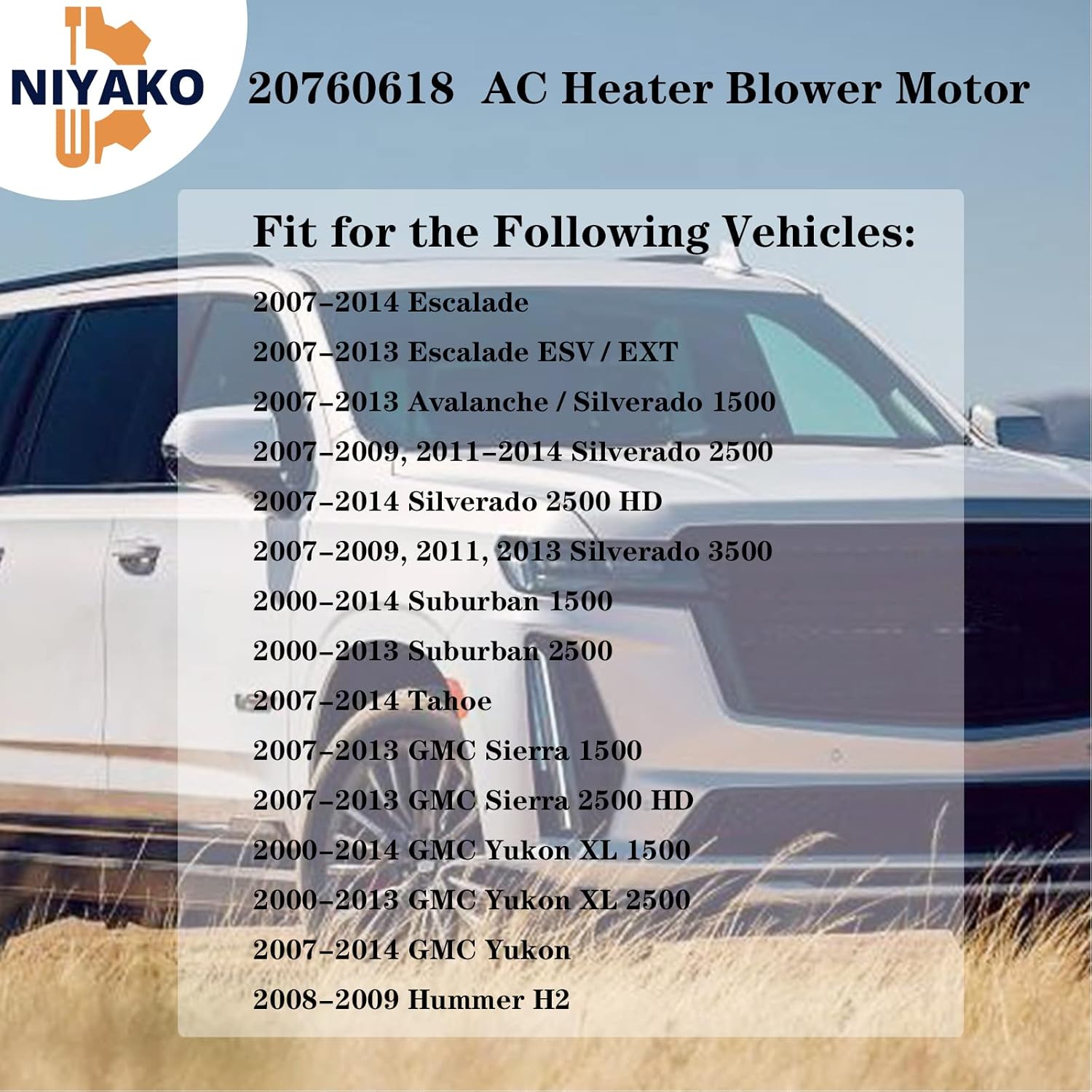 Reemplazo del motor del ventilador del calentador de CA # 15-81683 22741027 20760618 700164 compatible con Chevy GMC Silverado Yukon