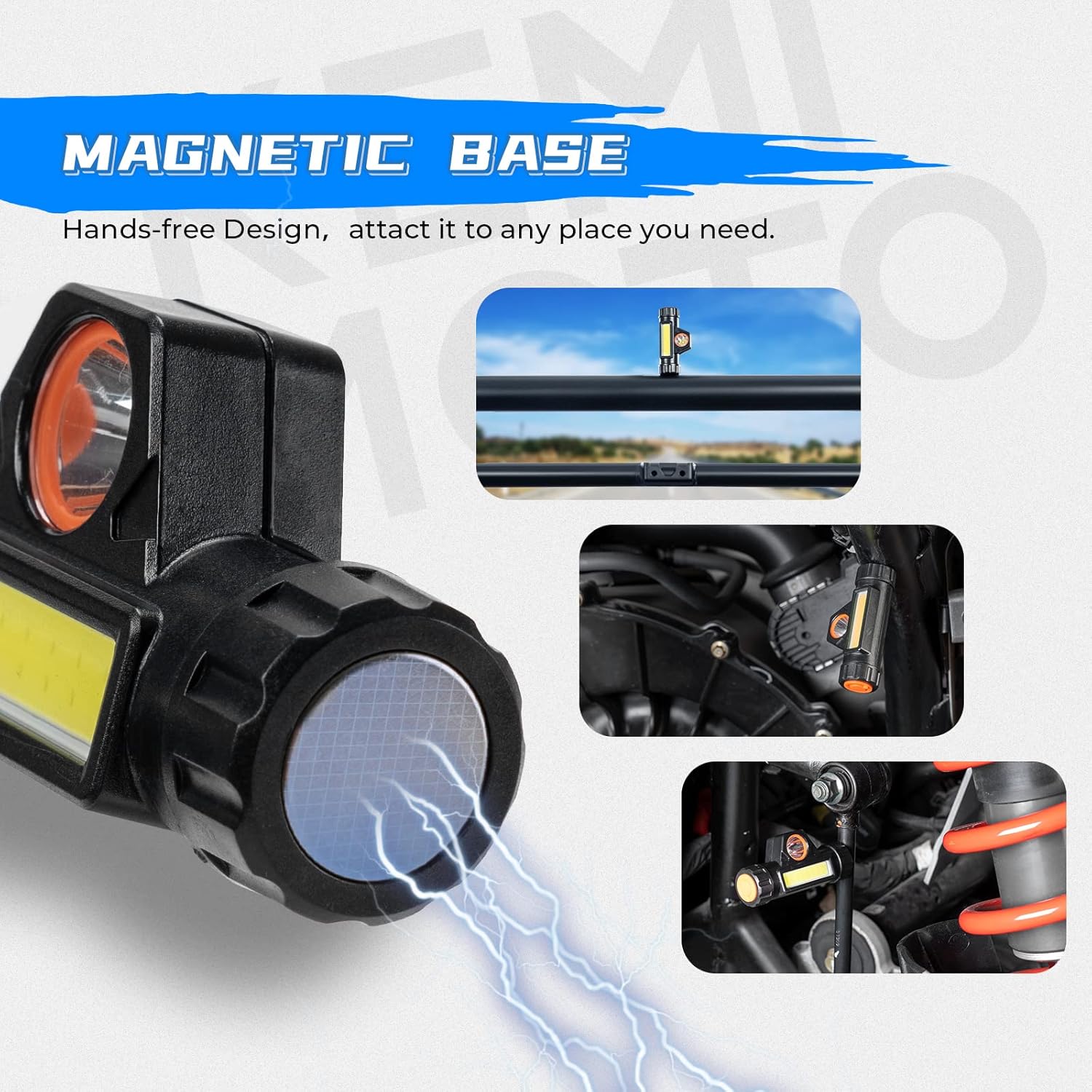 KEMIMOTO Mango de agarre UTV con luz de cúpula, se adapta a barra antivuelco de 1.75 a 2 pulgadas compatible con Polaris Slingshot RZR Can Am X3