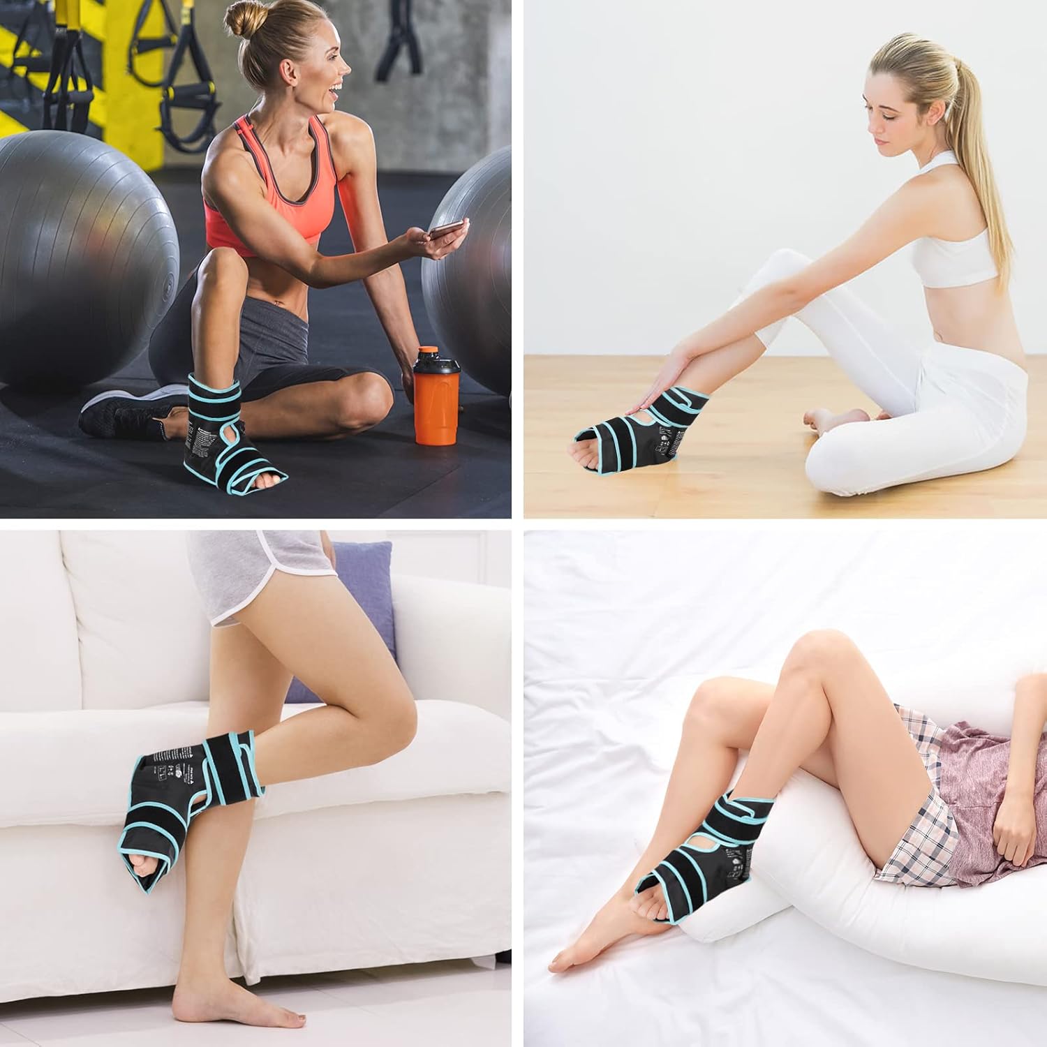 Maginno Bolsa de hielo para pies para lesiones, alivio del dolor, gel reutilizable para pies y tobillo, terapia de compresión fríocalor para
