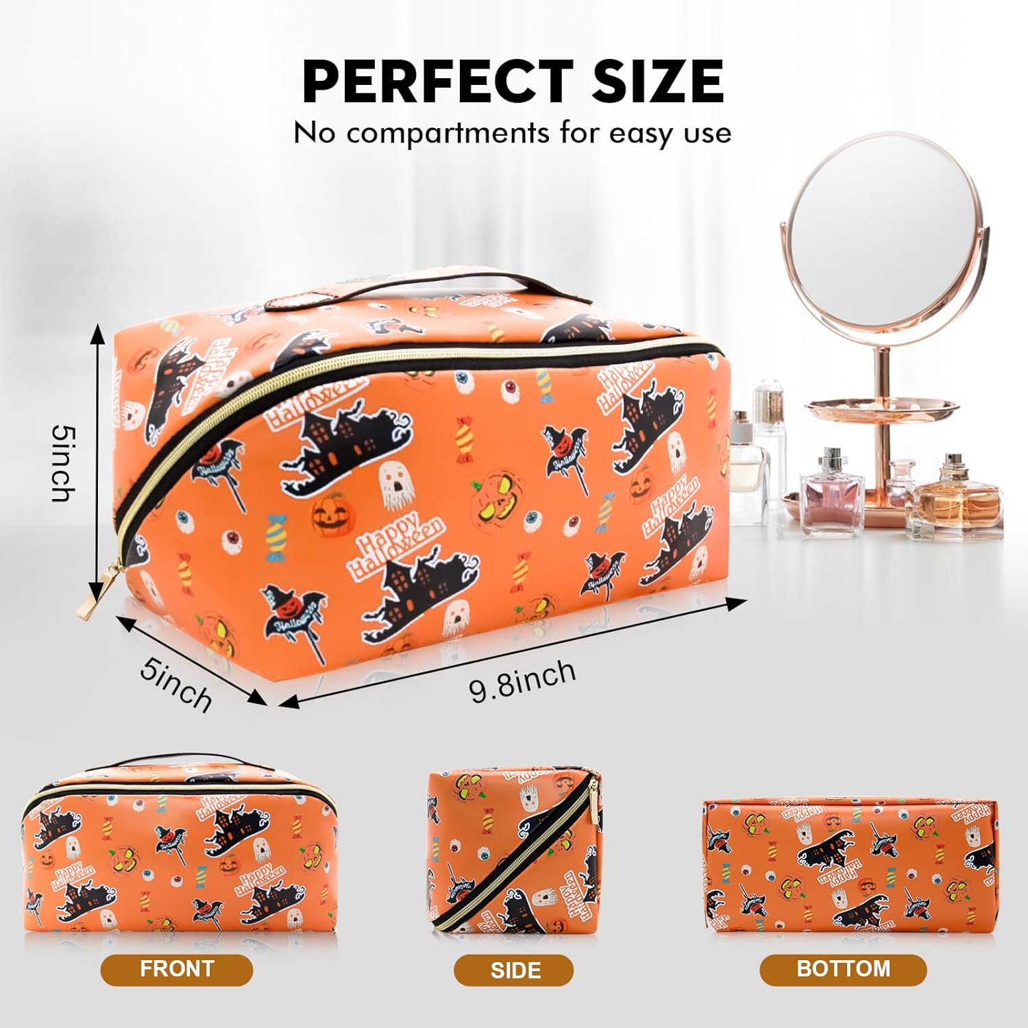 Bolsa de maquillaje portátil que se abre plana para un fácil acceso, bolsa de cosméticos impermeable, bolsa de aseo personal, accesorios de viaje