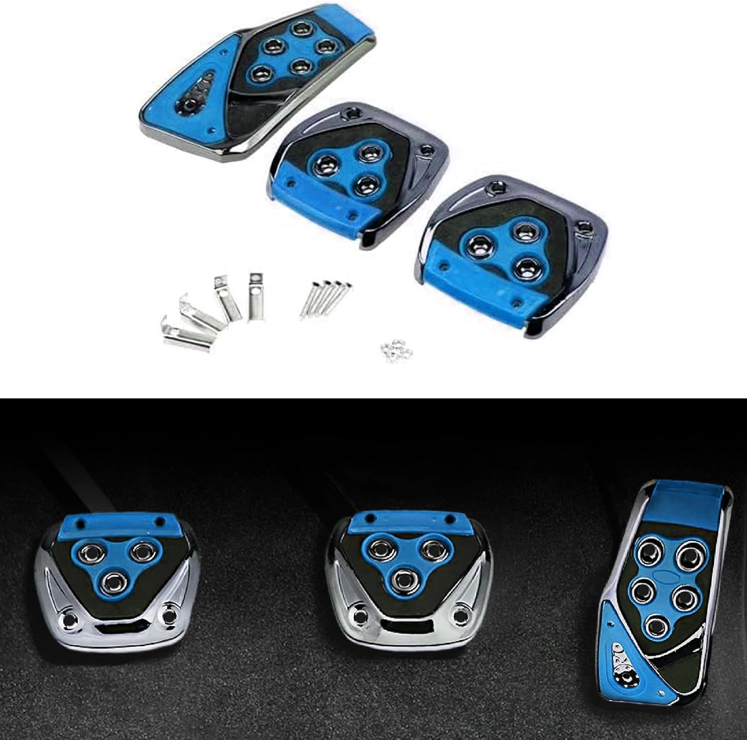 Hawyet Juego de 3 pedales de transmisión manual de automóviles, fundas de pedal de automóvil ABS, juego de pedal de automóvil, fundas