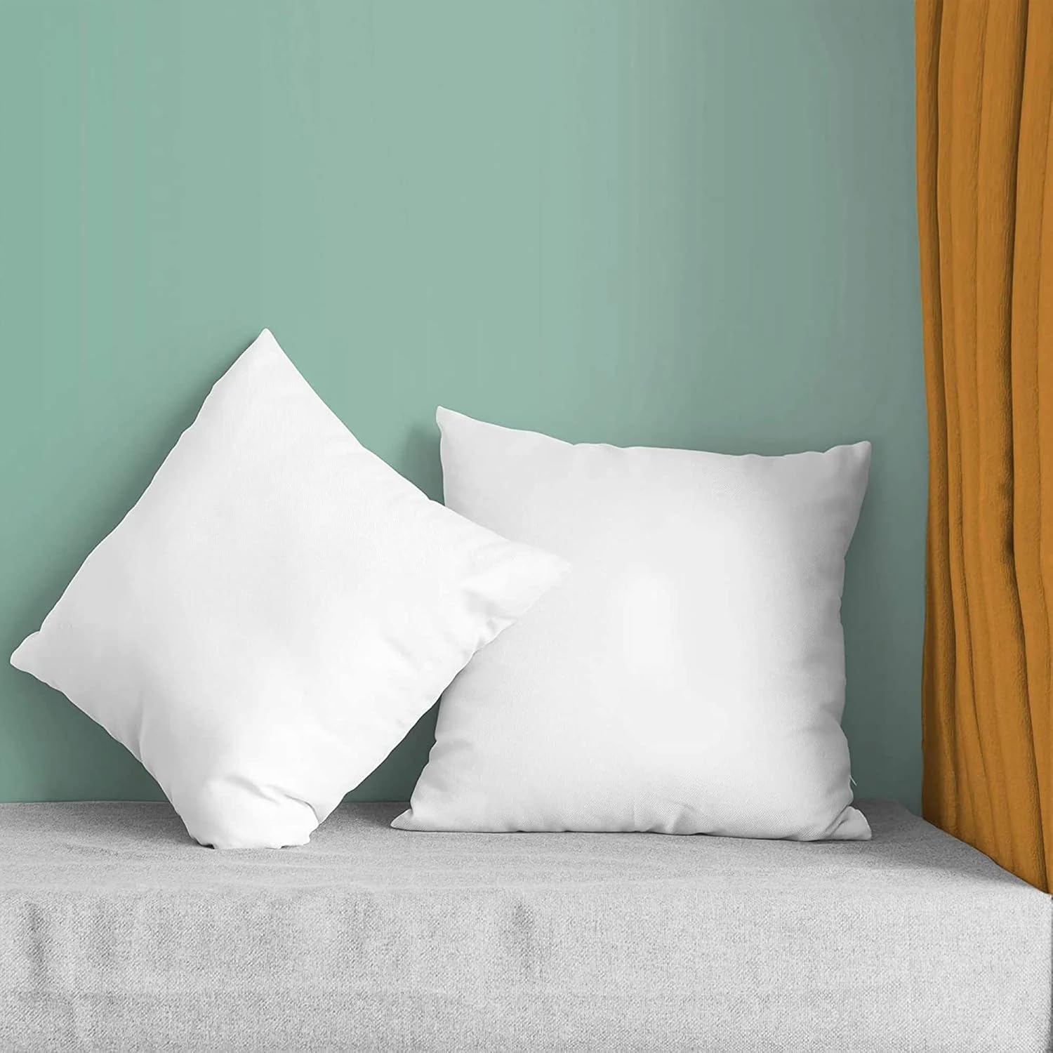 Hannah Linen Juego de 4 almohadas de 14 x 14 pulgadas, almohadas para sofá y cama, almohadas cuadradas suaves y cómodas, cojín decorativo para