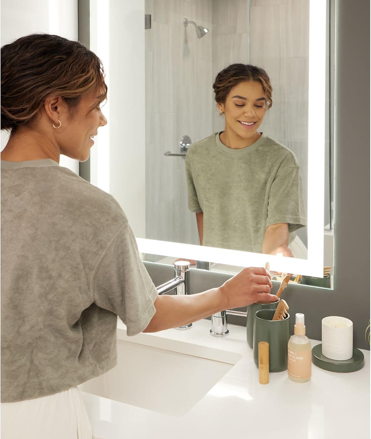 iDesign Ceramic Earth Collection – Vaso con diseño de musgo