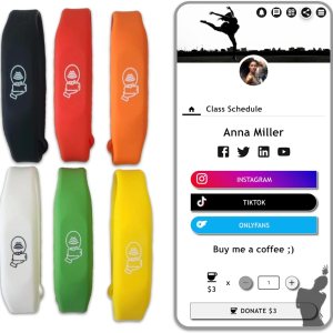 Tap NFC Bracelet, QR Code Smart Wristband Fully Custom Profile scannable, Adjustable, Unisex Band- Mix Colors Black, Red, Orange, Yellow, Green, Tap NFC Bracelet, QR Code Smart Wristband Fully Custom Profile scannable, Adjustable, Unisex Band- Mix Colors Black, Red, Orange, Yellow, Green,