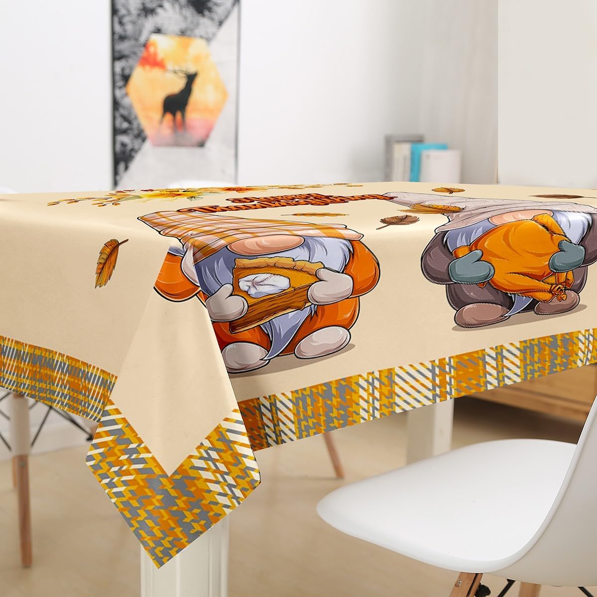 Manfei Manteles de gnomos de otoño con temática de cosecha de Acción de Gracias para niños y niñas, hojas de otoño, accesorios de mesa de girasol