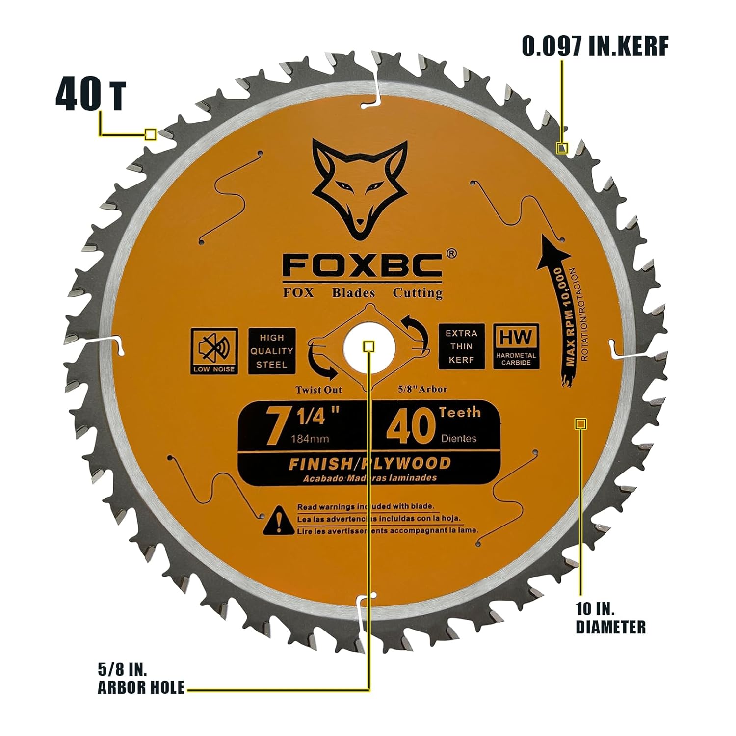 FOXBC Hoja de sierra circular de 7-14 pulgadas, 40 dientes para SKIL, DeWalt, Milwaukee, Black+Decker, Makita, Sierra circular Ryobi – Paquete de 2
