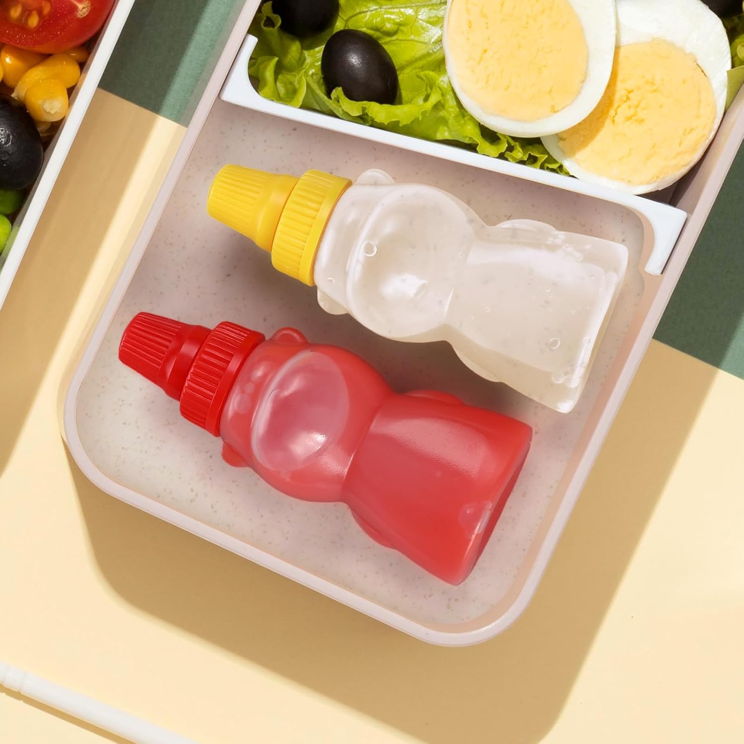 RONRONS 8 mini botellas de ketchup en forma de oso, botella exprimible para condimentos para caja Bento, accesorios de 0.8 fl oz, recipientes de