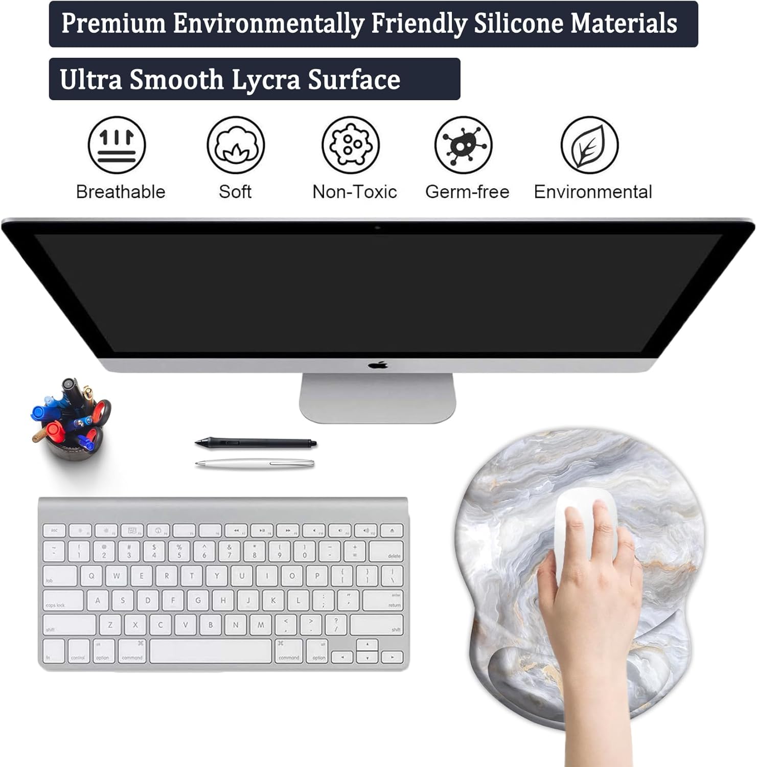 Alfombrilla de mouse con soporte, ergonómica para aliviar el dolor, cómoda alfombrilla para mouse para computadora, reposamuñecas con base de