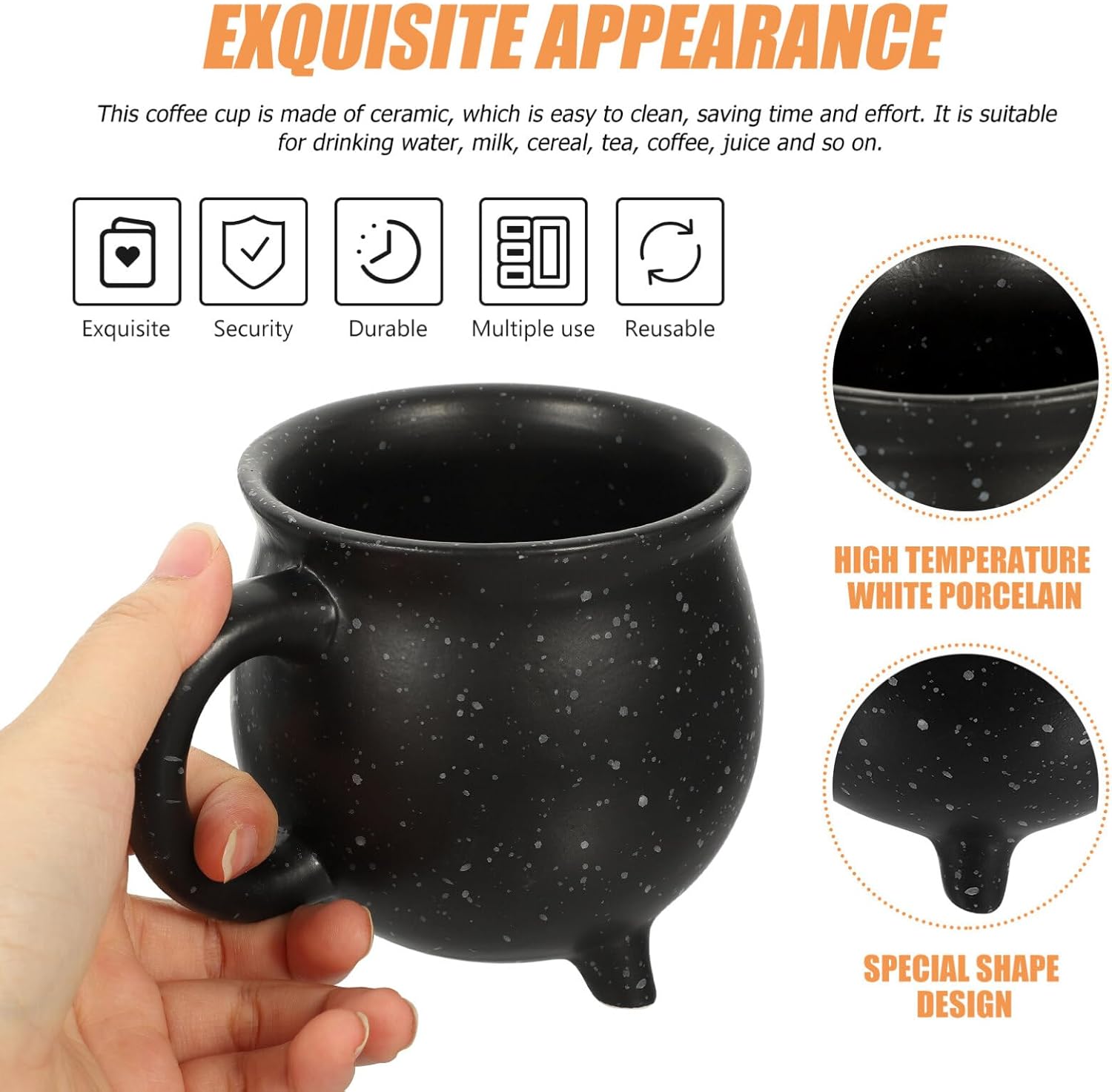 MAGICLULU 1 taza de cerámica de caldero de Halloween, taza creativa de caldera de bruja, taza de caldero con trípode para Halloween, regalos de
