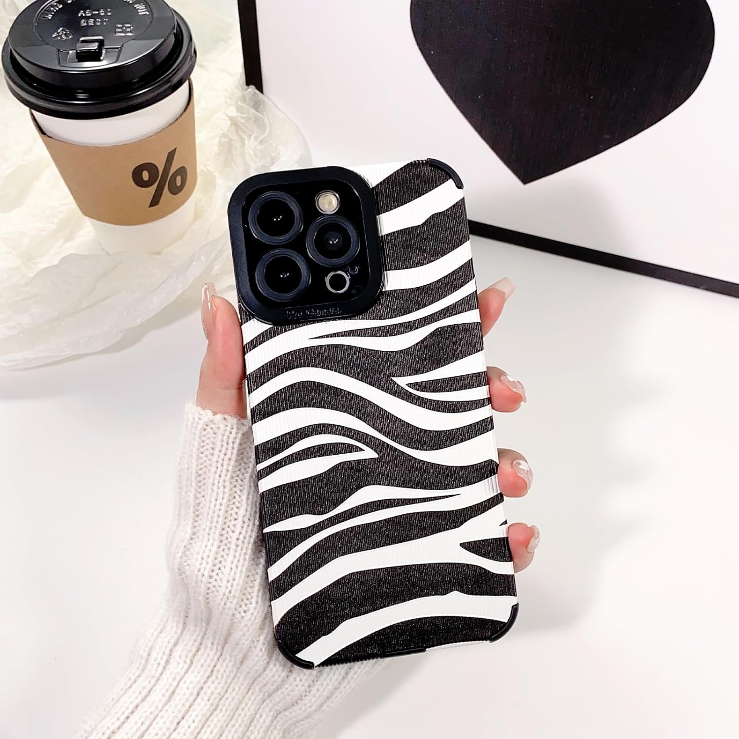 Funda compatible con iPhone 13 Pro Max a la moda, simple, lindo patrón de ondas de rayas de cebra para niñas y mujeres, TPU suave a prueba de