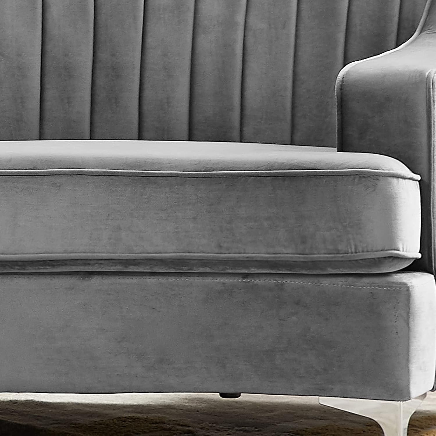 Yoglad Sofá modular curvado tapizado, sofá semicírculo de estilo moderno, sofá copetudo con patas de metal, sofá circular con almohadas Villose para