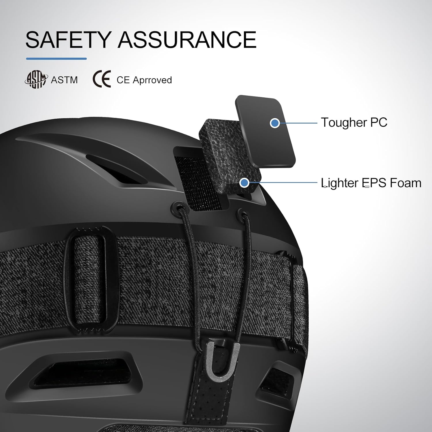 Odoland Casco de snowboard, casco de esquí con gafas de esquí para adultos, carcasa de policarbonato duradera y espuma EPS, cascos de nieve de