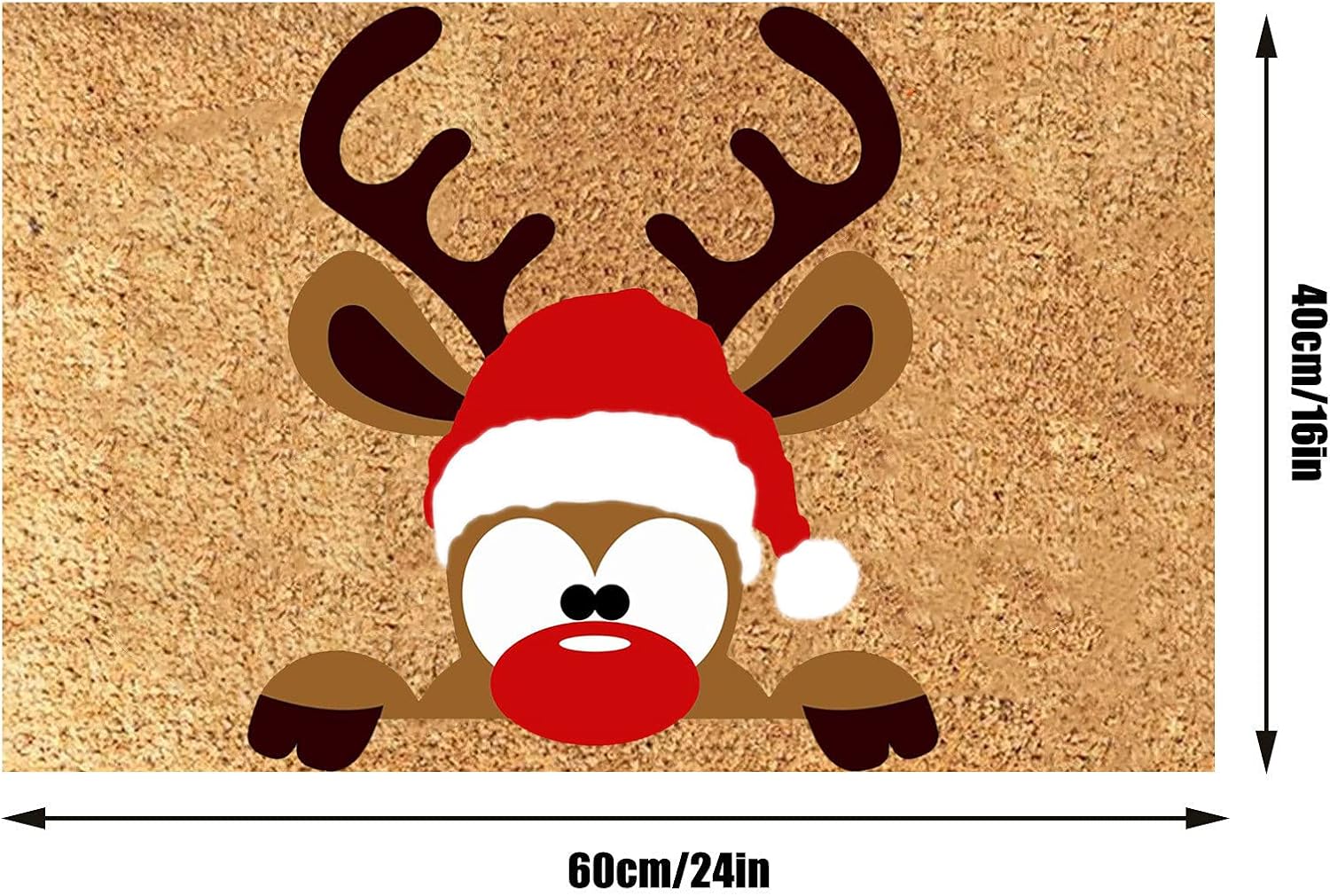 Tapetes de bienvenida de Papá Noel para exteriores, 23.6 x 15.7 pulgadas, diseño de Hello Christmas, bonito tapete de puerta de entrada lavable con