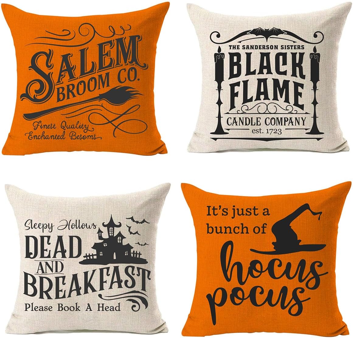 PSDWETS Juego de 4 fundas de almohada decorativas de Halloween de 18 x 18 pulgadas, decoraciones de Halloween, fundas de almohada decorativas para