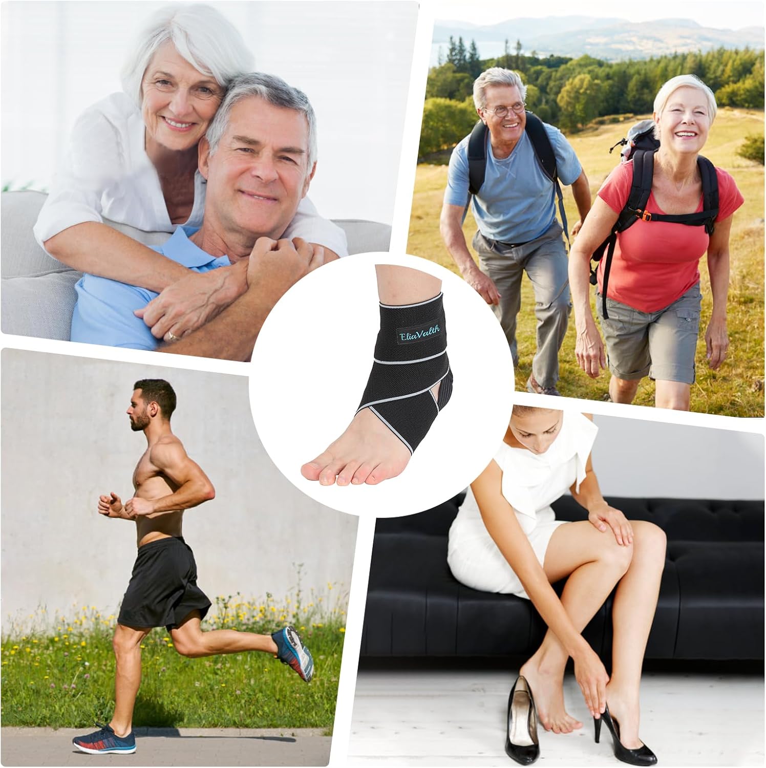 EliaValth Envoltura de hielo para tobillo, bolsas de hielo para lesiones reutilizables, alivio de la fascitis plantar, terapias de calor y frío,