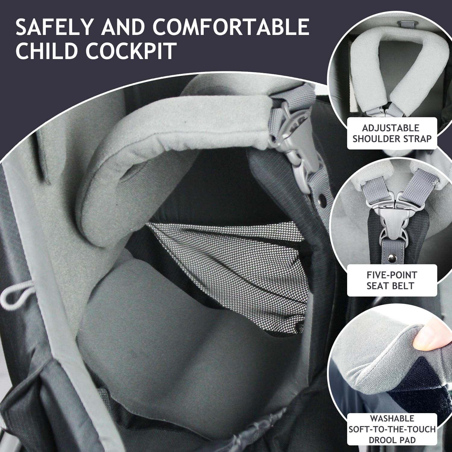 WIPHA Mochila portadora de bebé de senderismo, mochila portabebés con toldo solar, mochila de senderismo segura y ligera para niños pequeños con