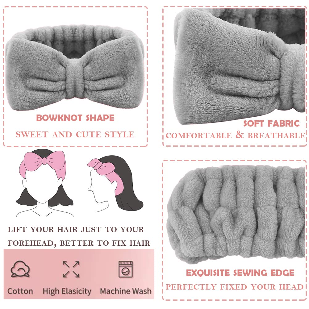 6 diademas de spa, muñequeras para lavar la cara, muñequeras para lavar la cara, muñequeras para el cabello, para mujeres y niñas, maquillaje para
