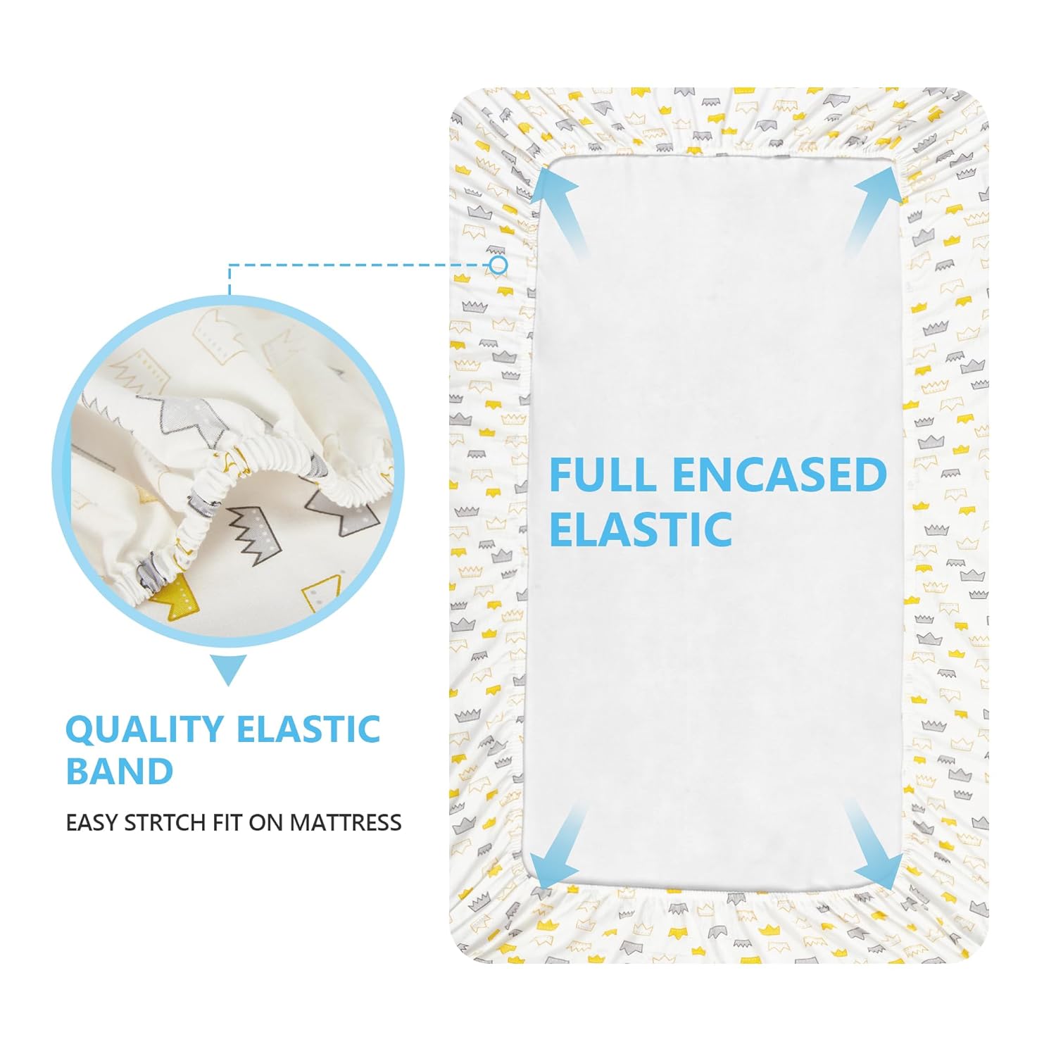TILLYOU Juego de 2 sábanas bajeras para cuna, sábanas de colchón de 100% algodón natural para cama infantil, tamaño estándar de 28 x 52 x 8