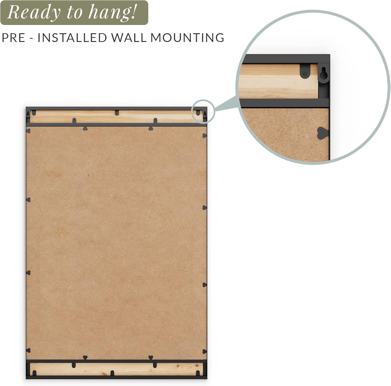 Barnyard Designs Espejo de pared de madera estilo casa de campo de 24 x 36 pulgadas, espejo moderno con marco de metal rústico y madera para tocador