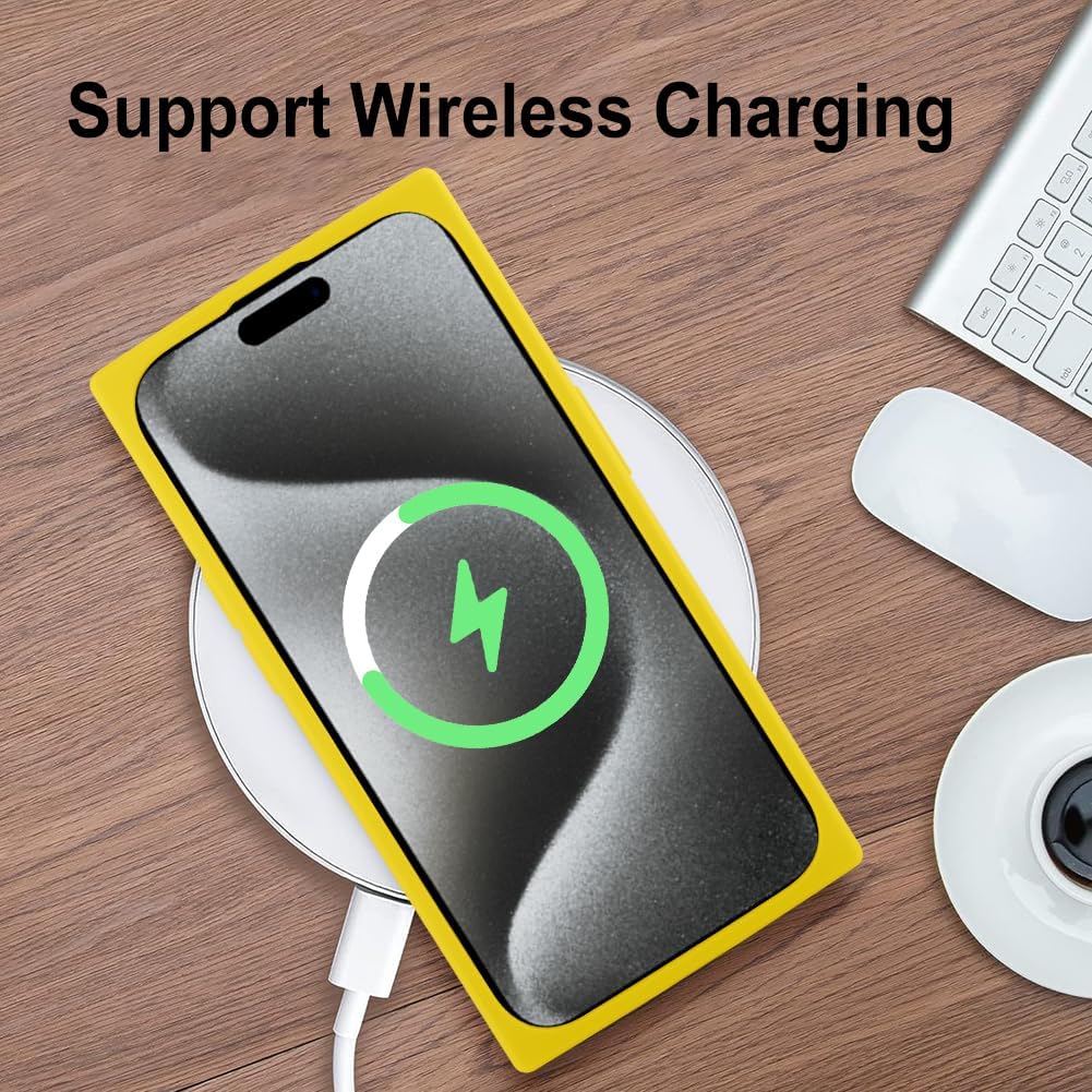 BITOBE Diseñada para iPhone 15 Pro Max, funda cuadrada linda para mujeres, niñas y hombres, funda protectora suave de TPU inalámbrico de 6.7