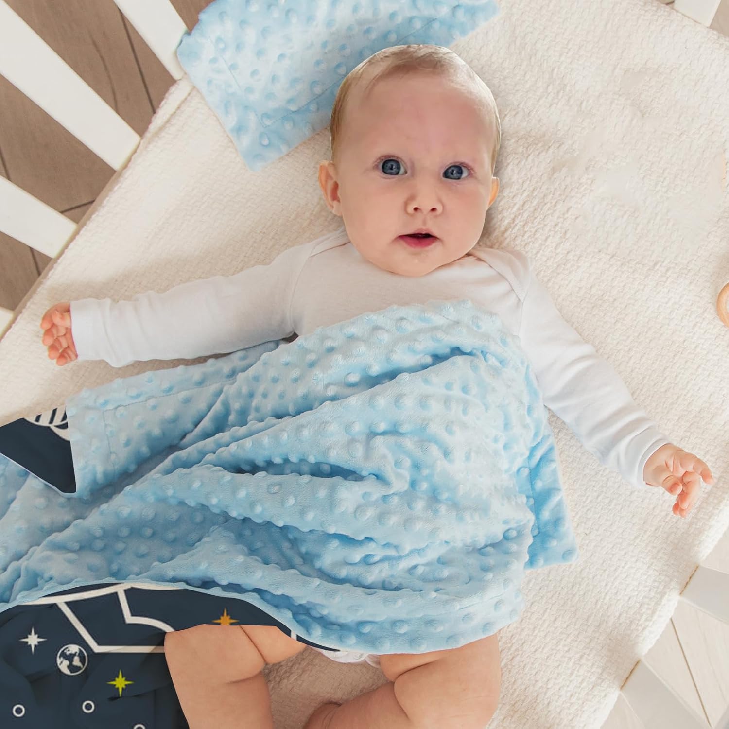 Manta de bebé personalizada para niños, manta de bebé personalizada con nombre, franela suave con respaldo de puntos de doble capa, manta de