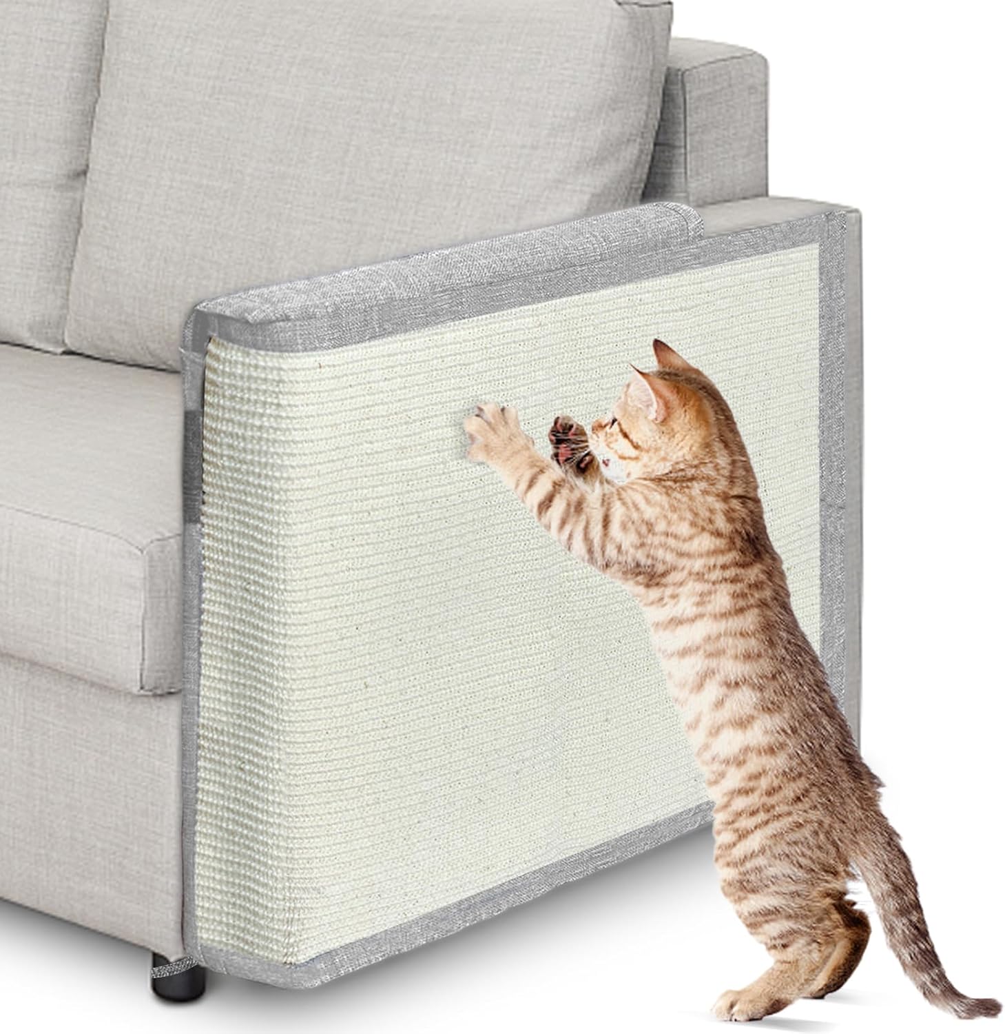 Protector de sofá de gato con sisal natural para proteger muebles, sofá silla (Mano izquierda)