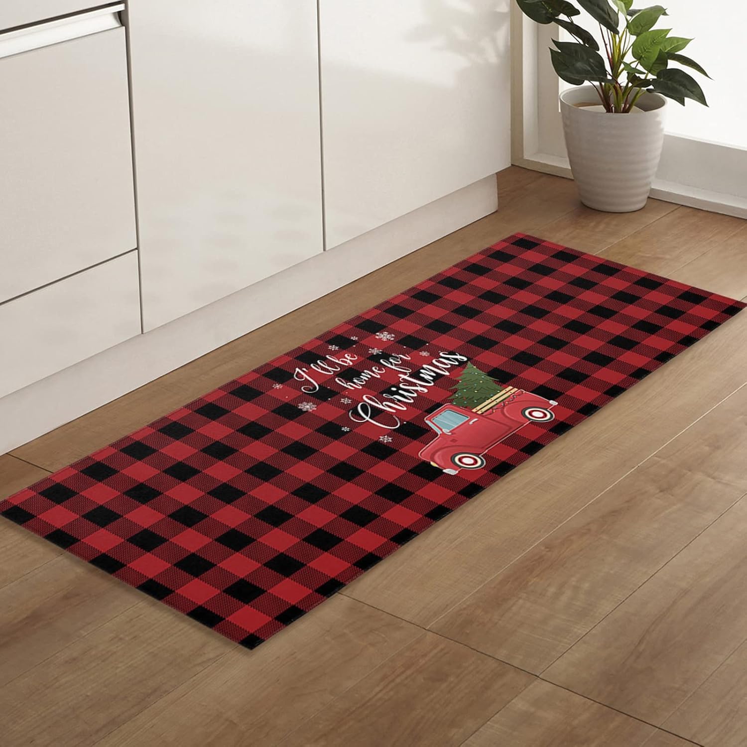 Libaoge Juego de 1 alfombras y tapetes de cocina de Navidad, diseño de copos de nieve, tapete para fregadero de cocina, antideslizante, tapete