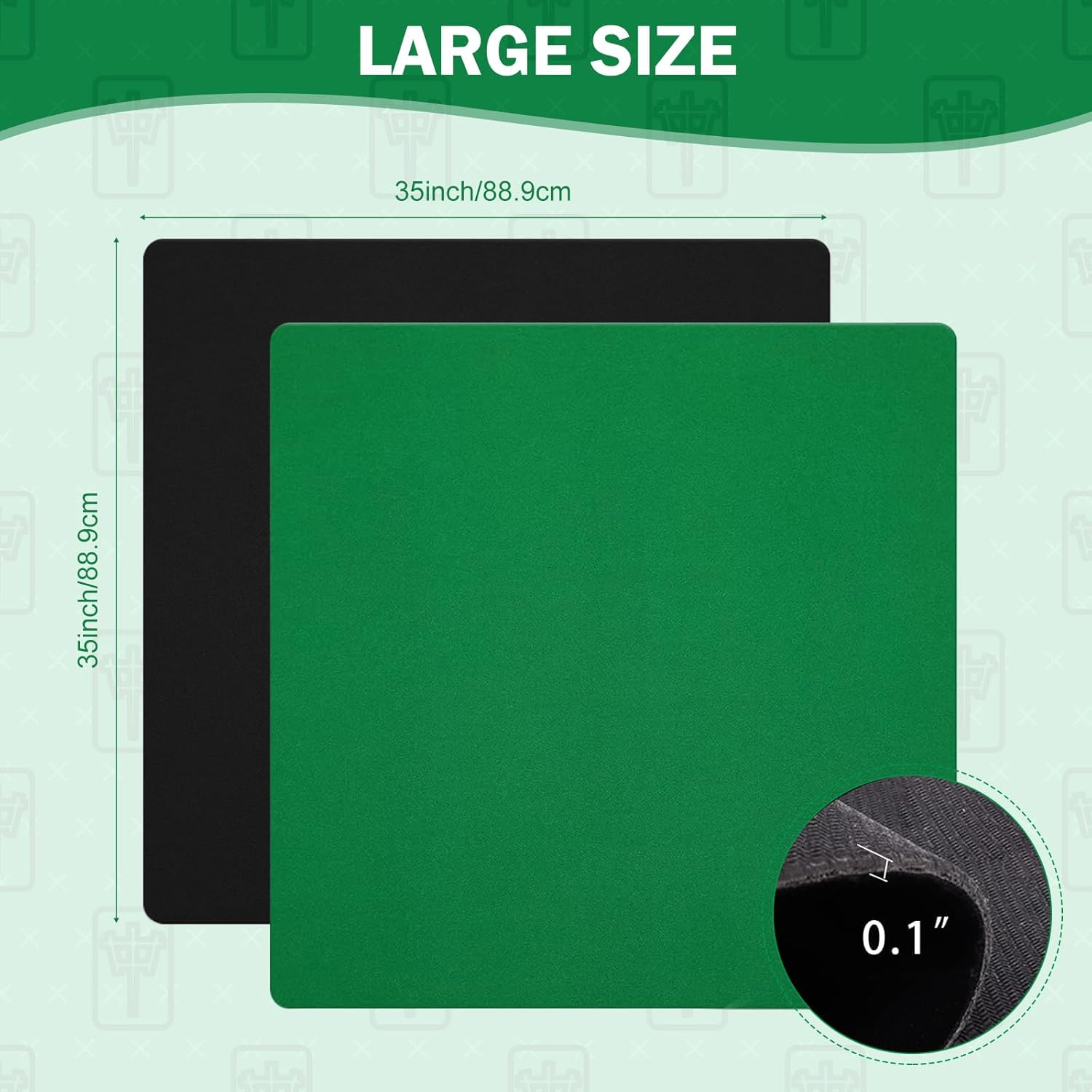 Paquete de 2 tapetes Mahjong de 35 x 35 pulgadas con bolsas de transporte de goma antideslizante, reducción de ruido, cubierta de mesa Mahjong para
