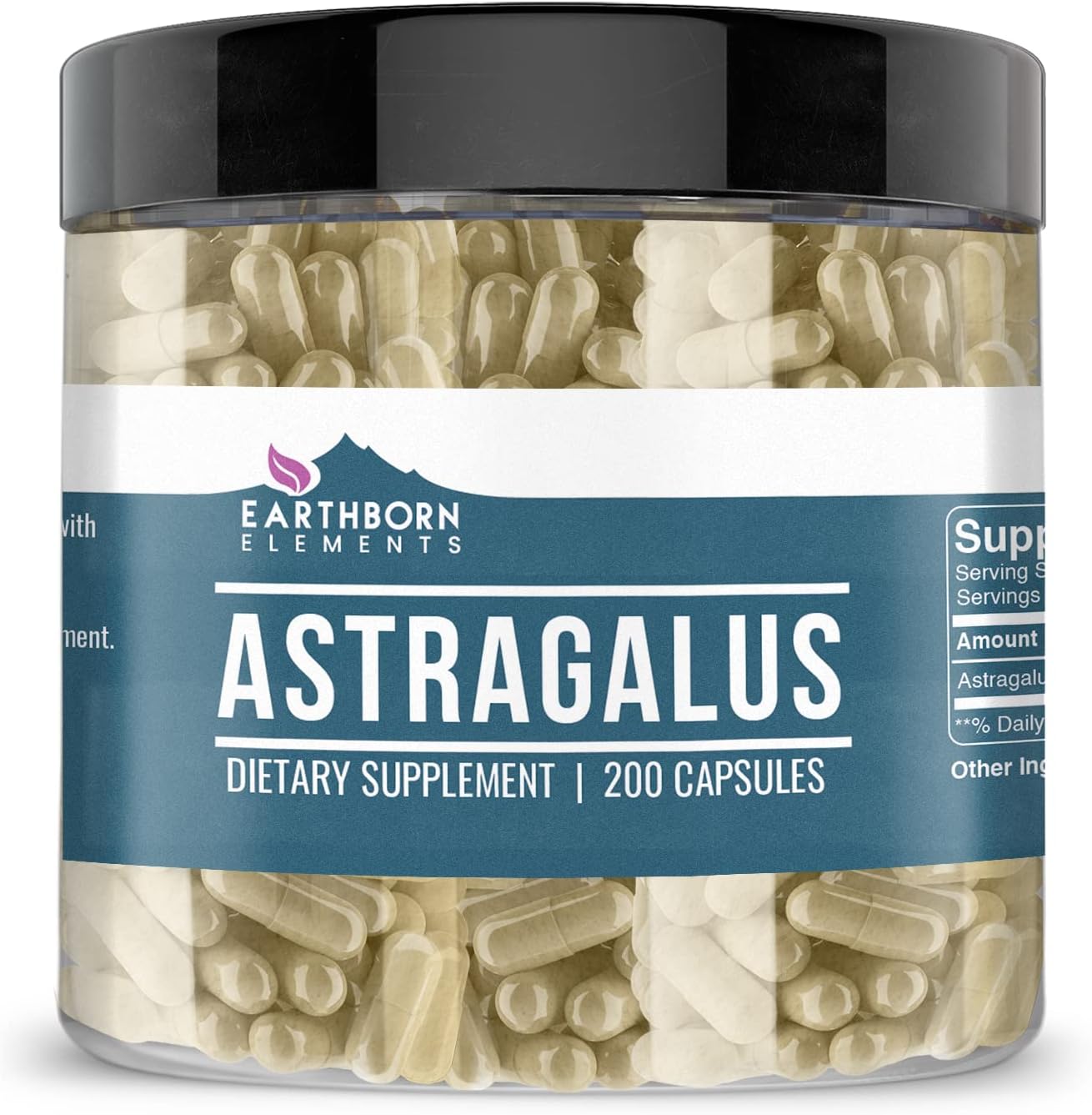 Earthborn Elements Extracto de astrágalo 200 cápsulas, puro y sin diluir, sin aditivos