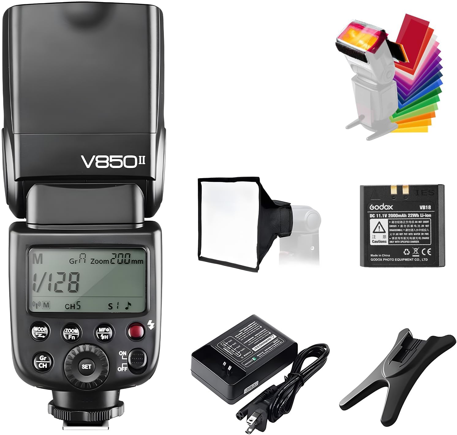 Godox V850II GN60 2.4G 18000s Cámara de sincronización de alta velocidad Flash Speedlite Speedlight Luz y batería de iones de litio de 2000 mAh