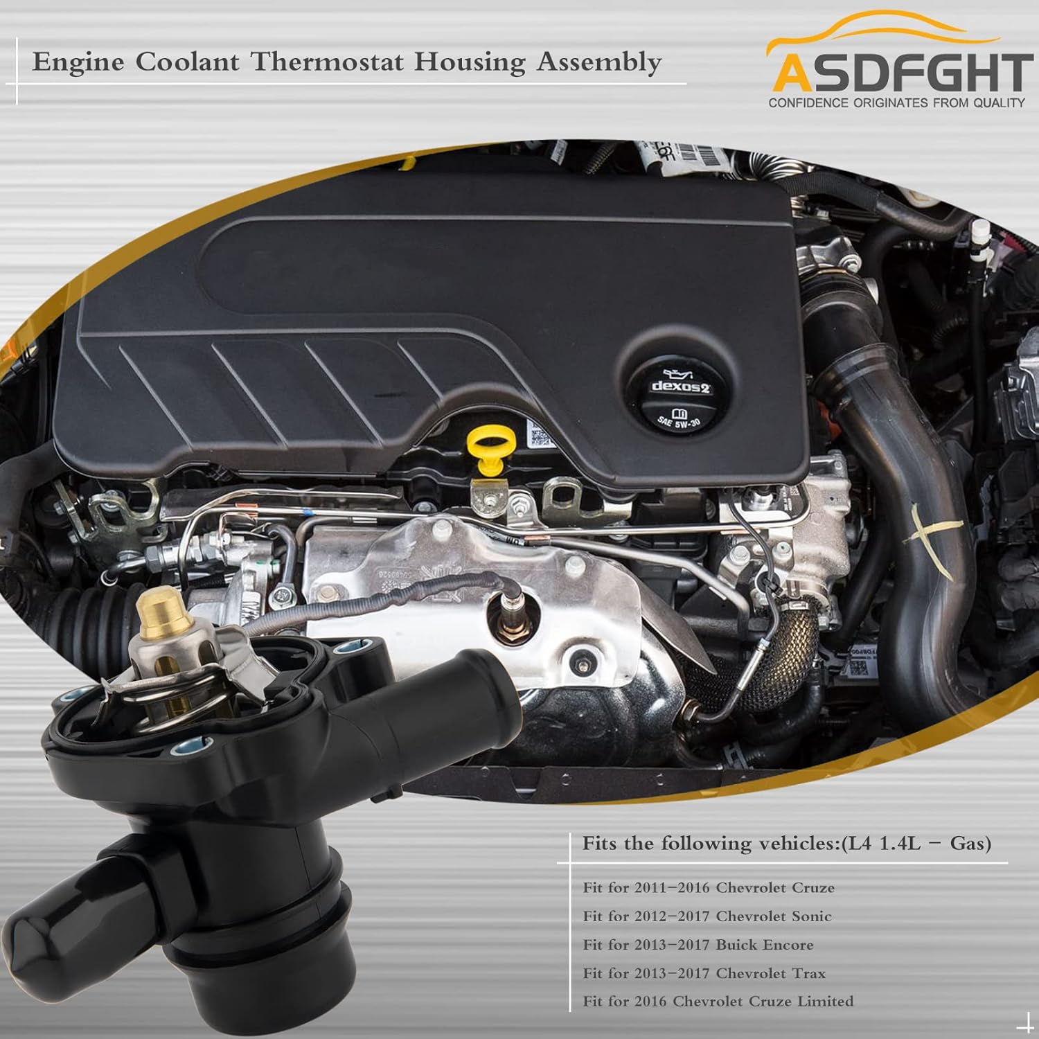Termostato de refrigerante del motor con sensor, reemplaza 131-180 55565336 55593034 55579010 902-808 730-221 Se adapta a Buick Chevy 1.4L 2011-2021