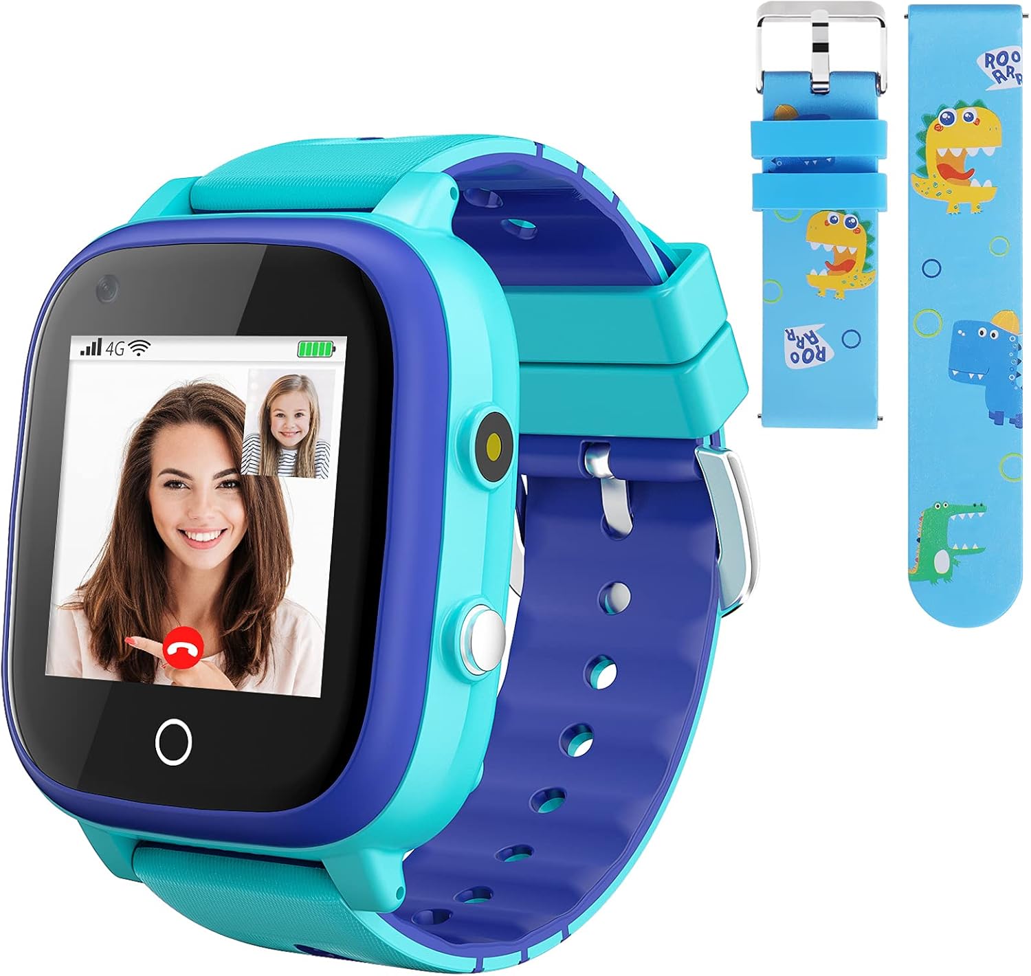 cjc Reloj inteligente 4G para niños con rastreador GPS y llamadas, llamadas de 2 vías y chat de voz y video, alarma SOS, WiFi, impermeable, teléfono