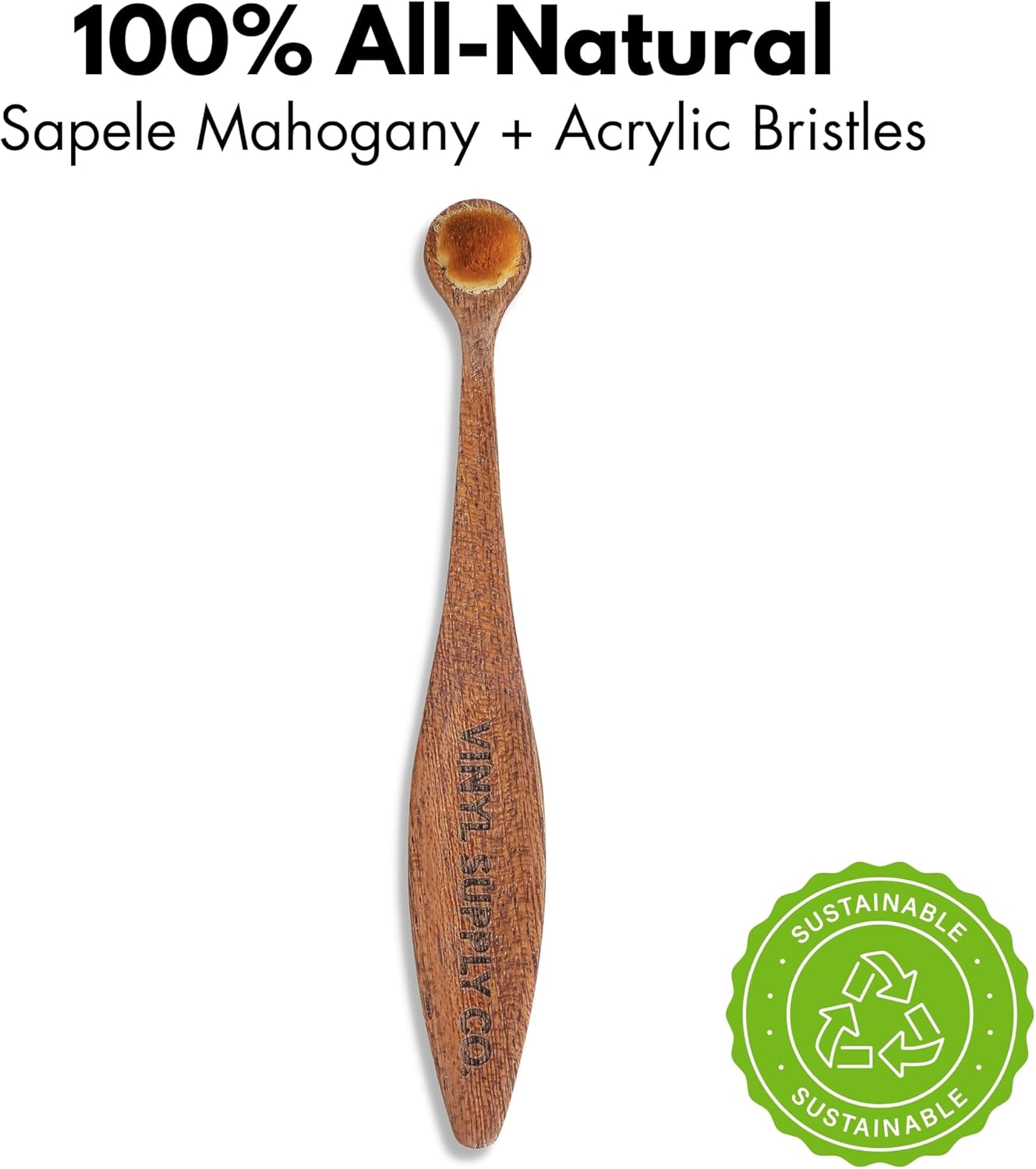 Vinyl Supply Co. Limpiador de lápiz giratorio Record – 100% madera de caoba sapelí totalmente natural – Cepillo para lápiz óptico antiestático para